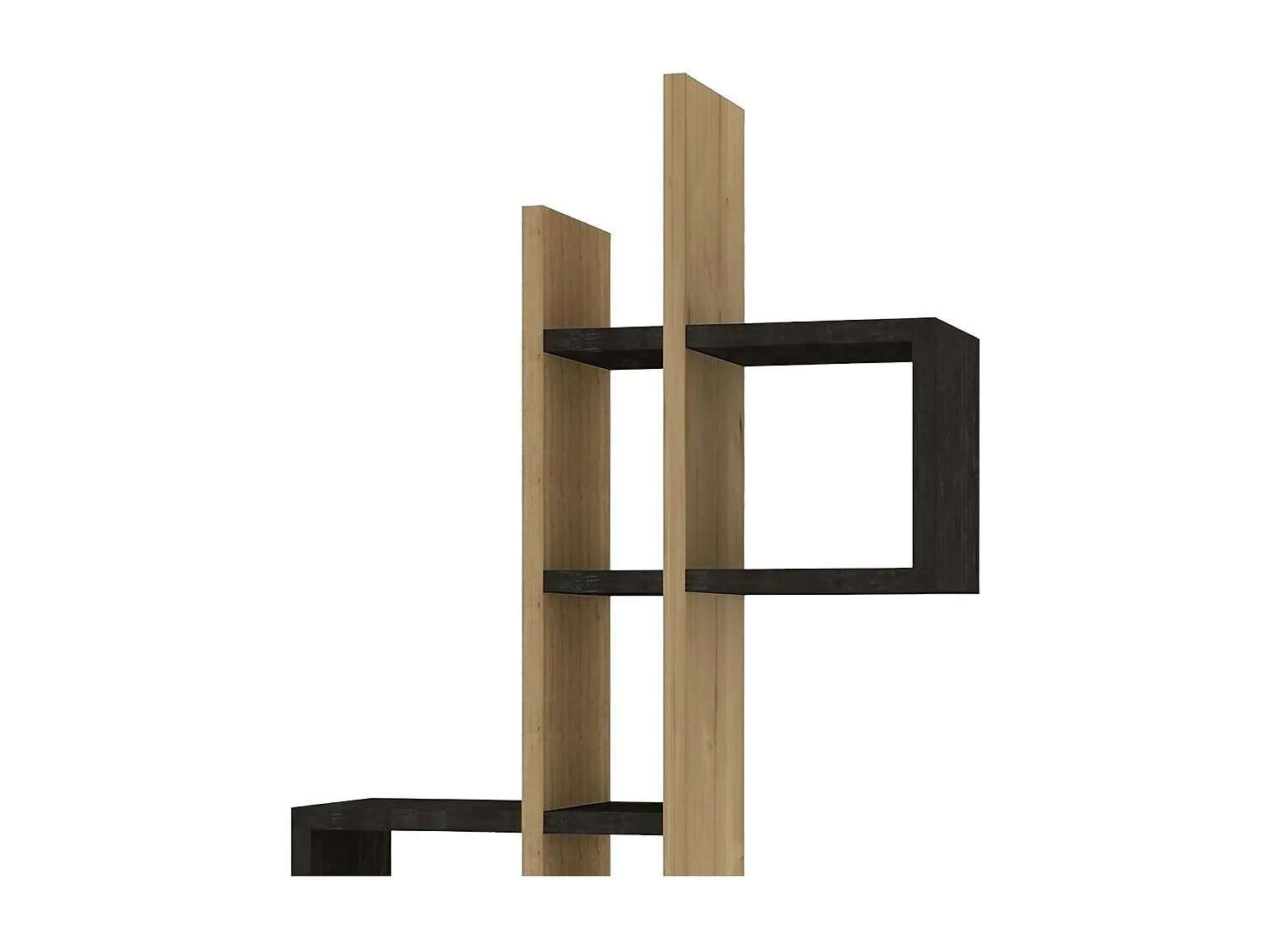 Etagère murale design bicolore, effet chêne et gris MARFA