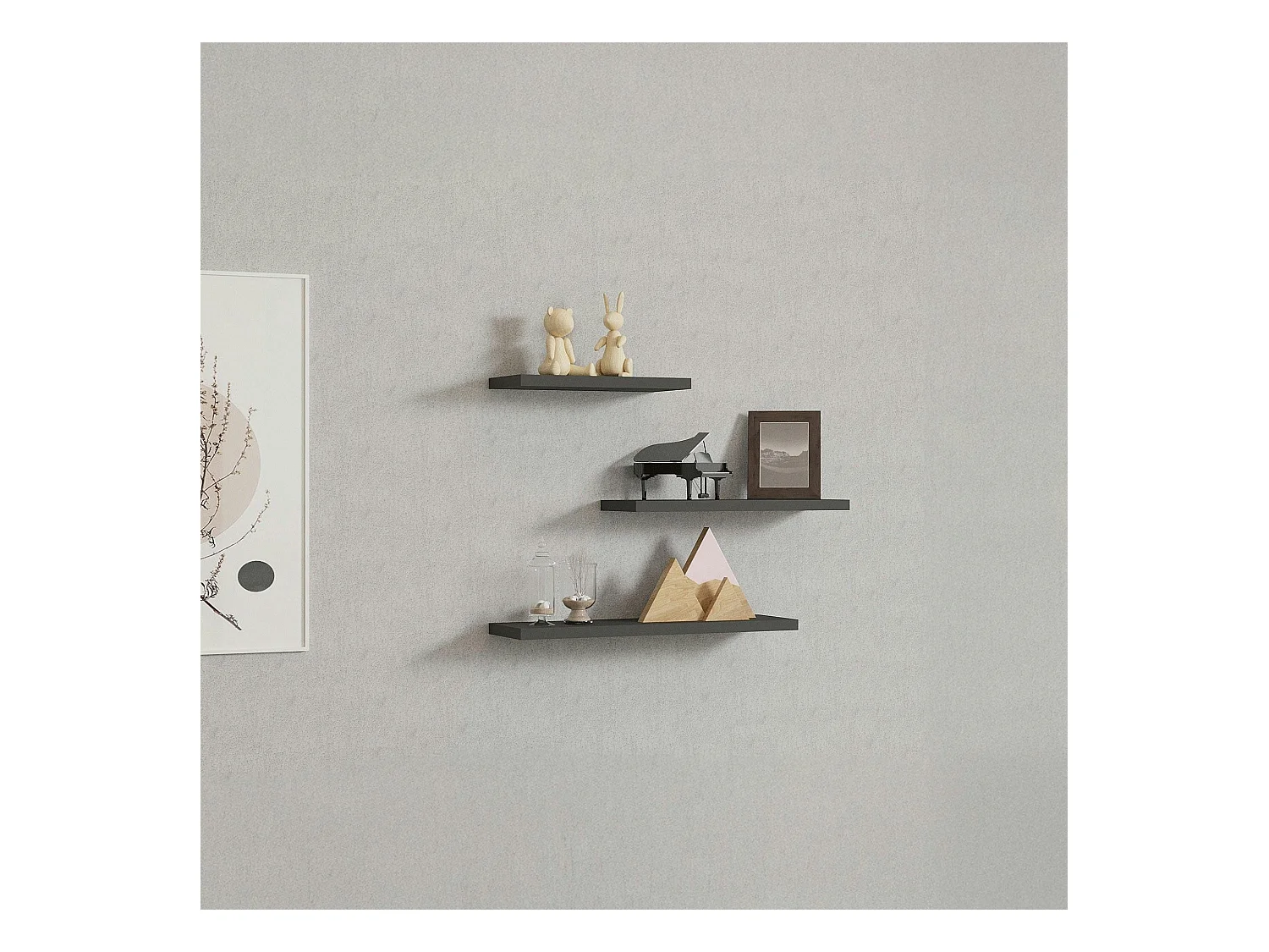 Etagère murale moderne gris foncé (lot de 3) MARFA