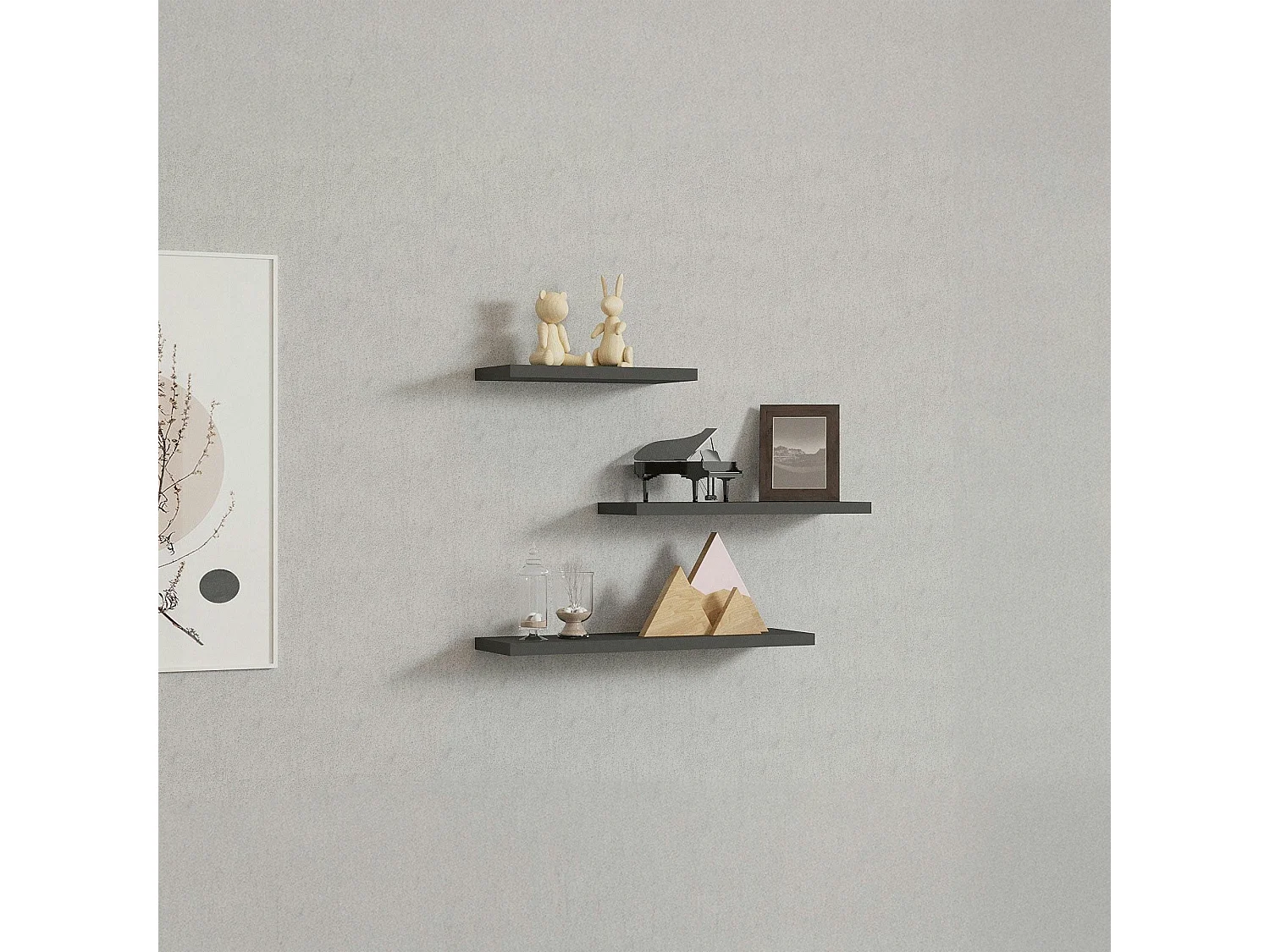 Etagère murale moderne gris foncé (lot de 3) MARFA