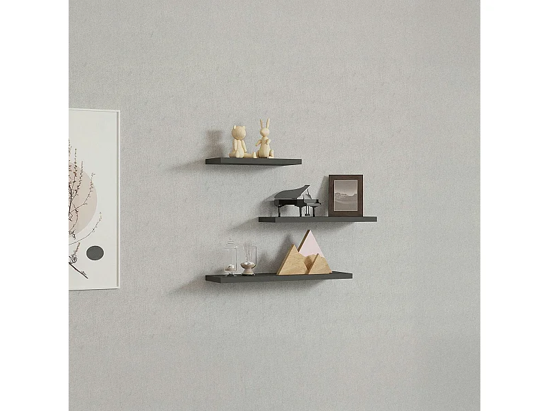 Etagère murale moderne gris foncé (lot de 3) MARFA