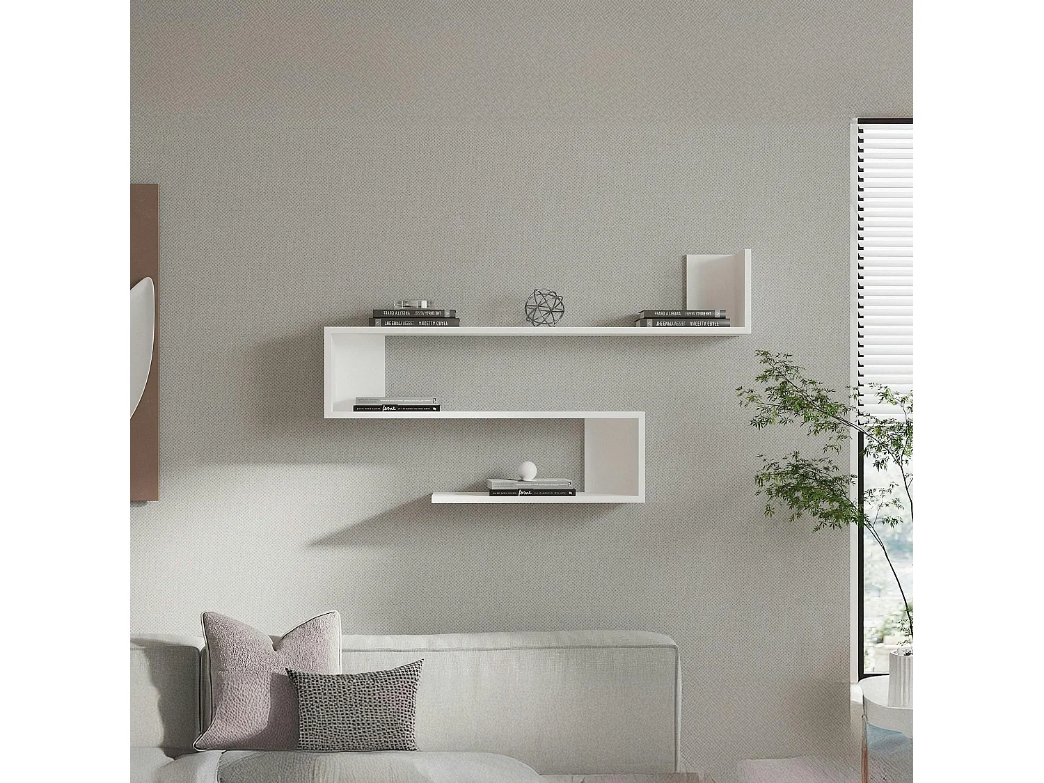 Étagère murale design blanche silhouette zigzag MARFA