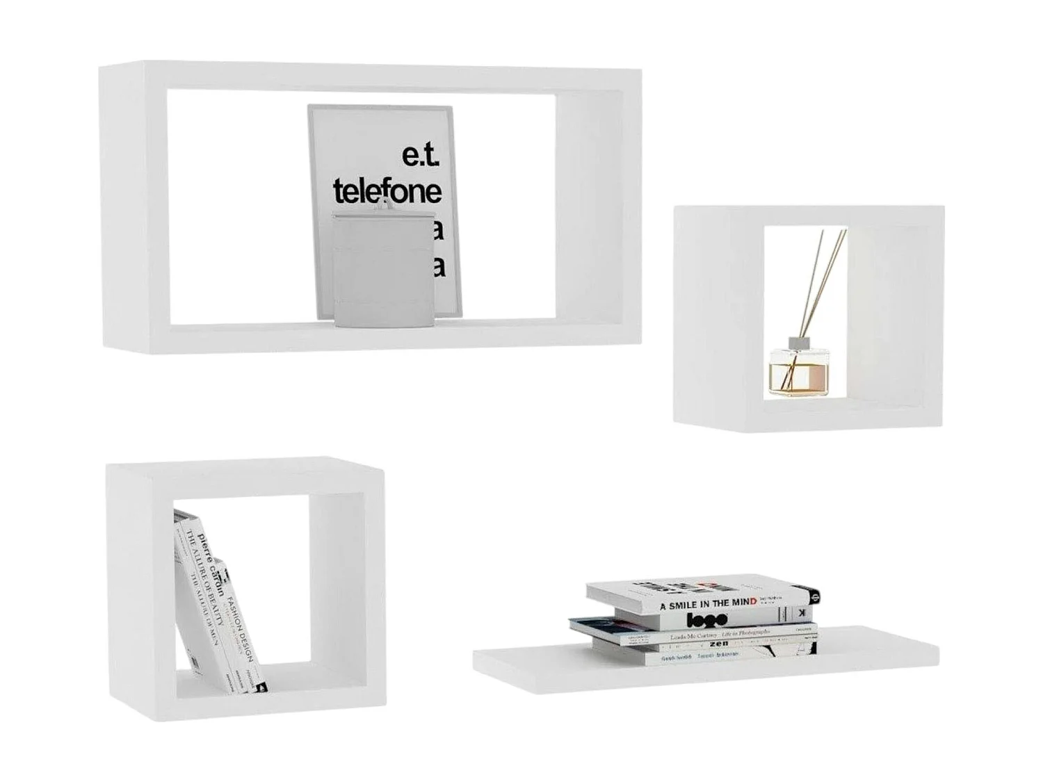 Etagère murale modulable blanche moderne (lot de 4) MARFA