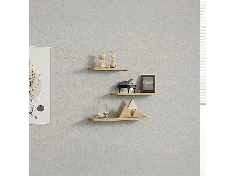Etagère murale moderne effet bois clair (lot de 3) MARFA