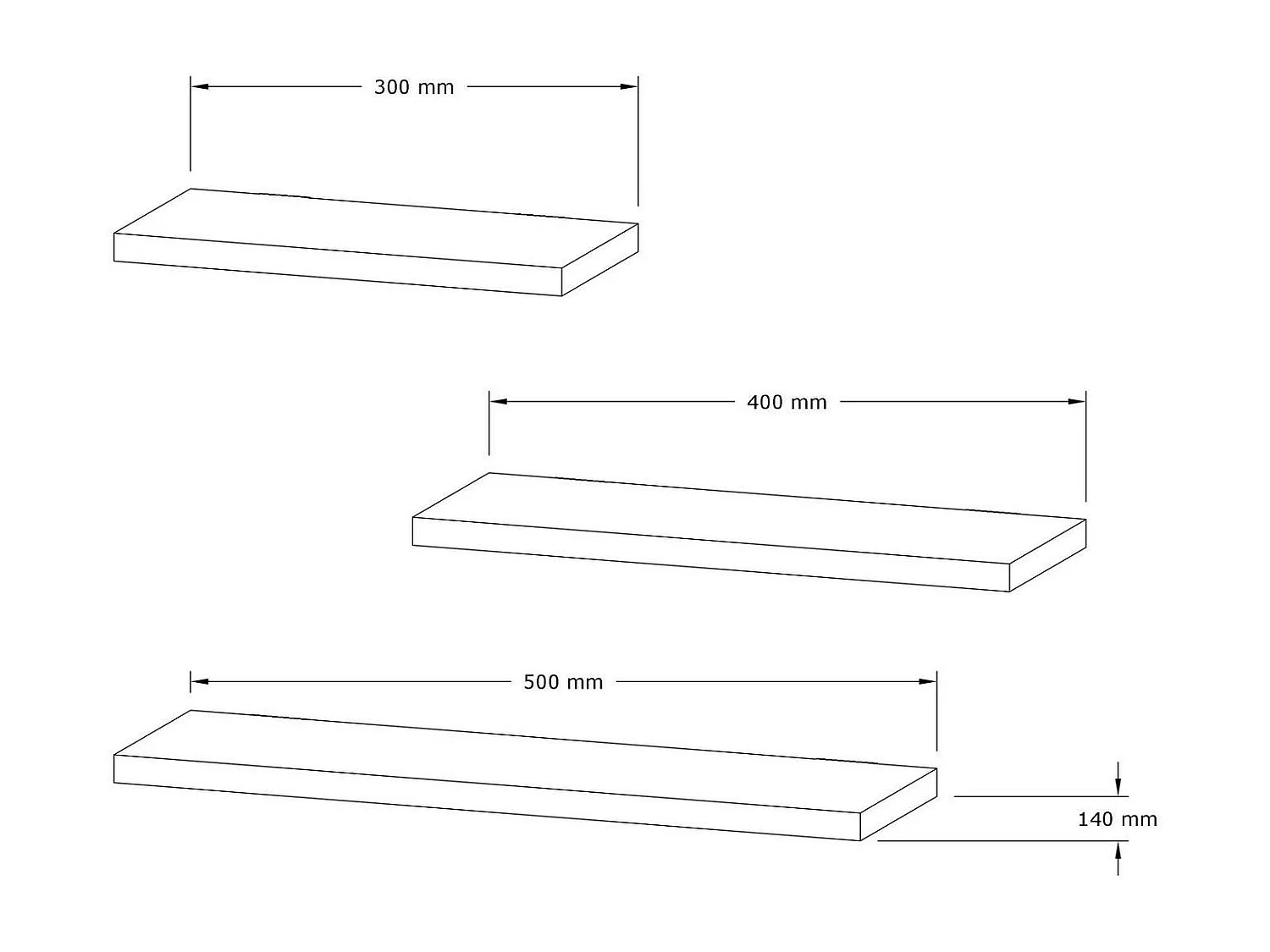 Etagère murale moderne effet bois clair (lot de 3) MARFA