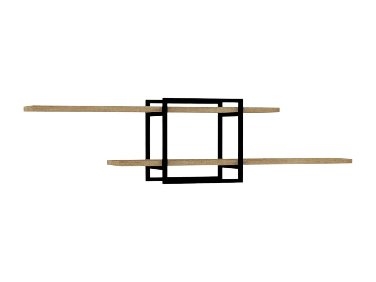 Étagère murale design effet bois clair - 1 cube, 2 plateaux JENA