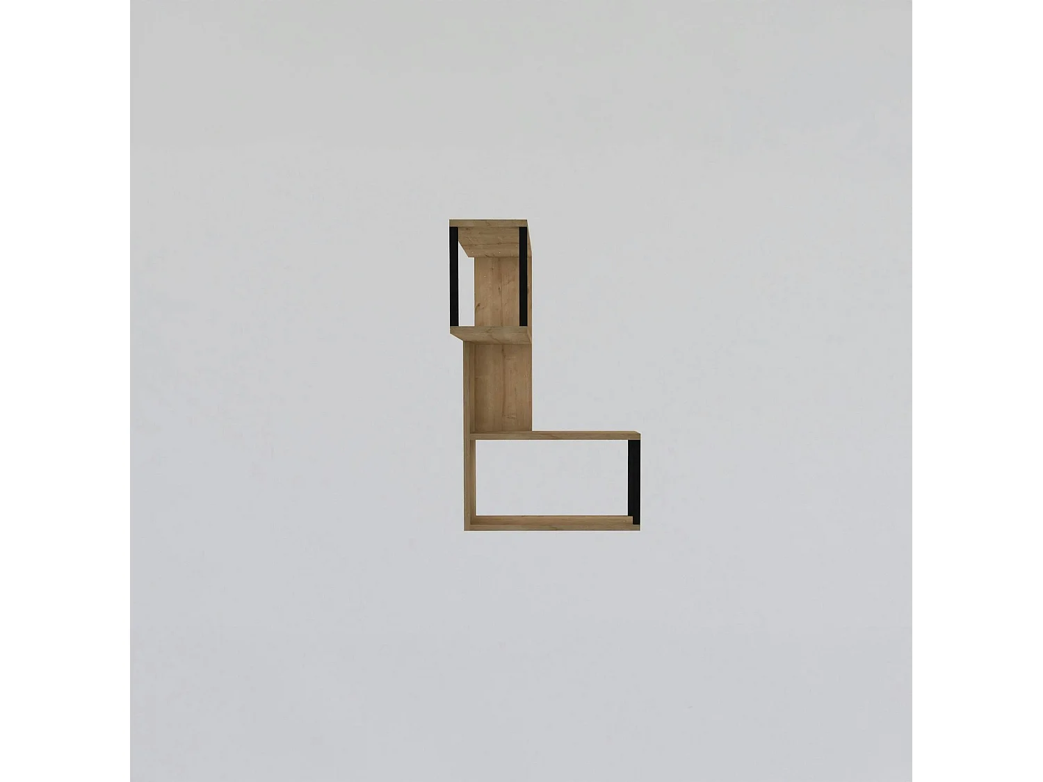 Etagère murale d'angle effet bois clair - 2 niches JENA