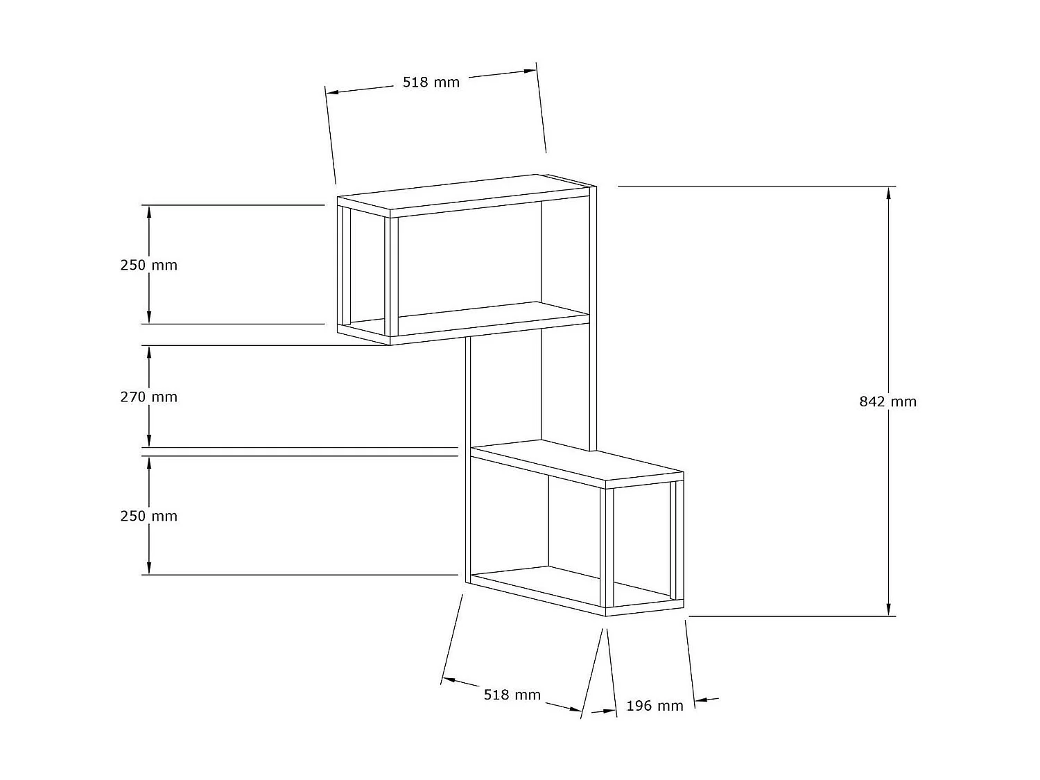 Etagère murale d'angle effet bois clair - 2 niches JENA