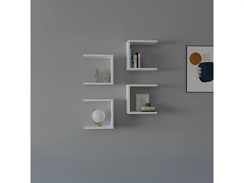 Etagère murale modulable blanche forme U (lot de 4) MARFA