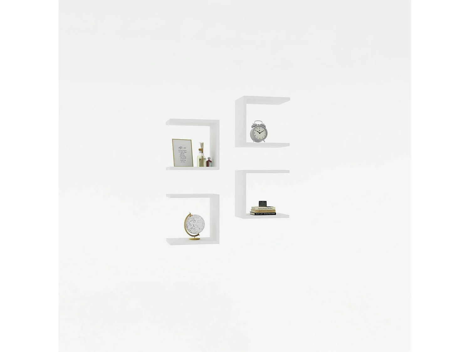 Etagère murale modulable blanche forme U (lot de 4) MARFA