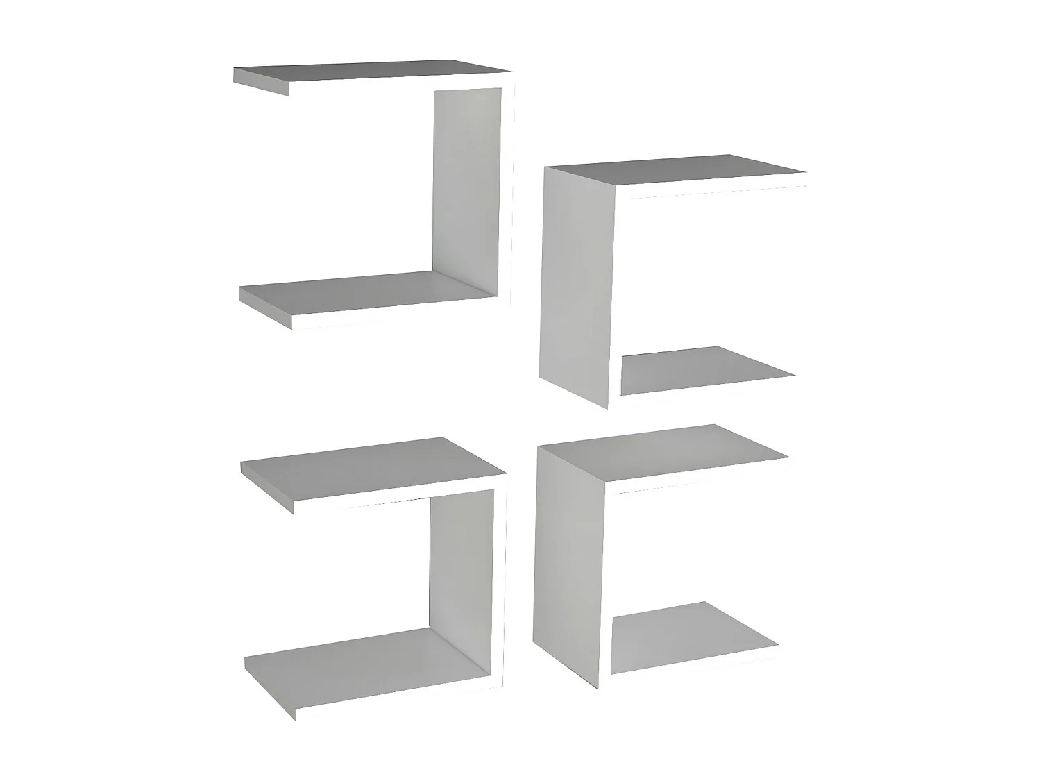 Etagère murale modulable blanche forme U (lot de 4) MARFA