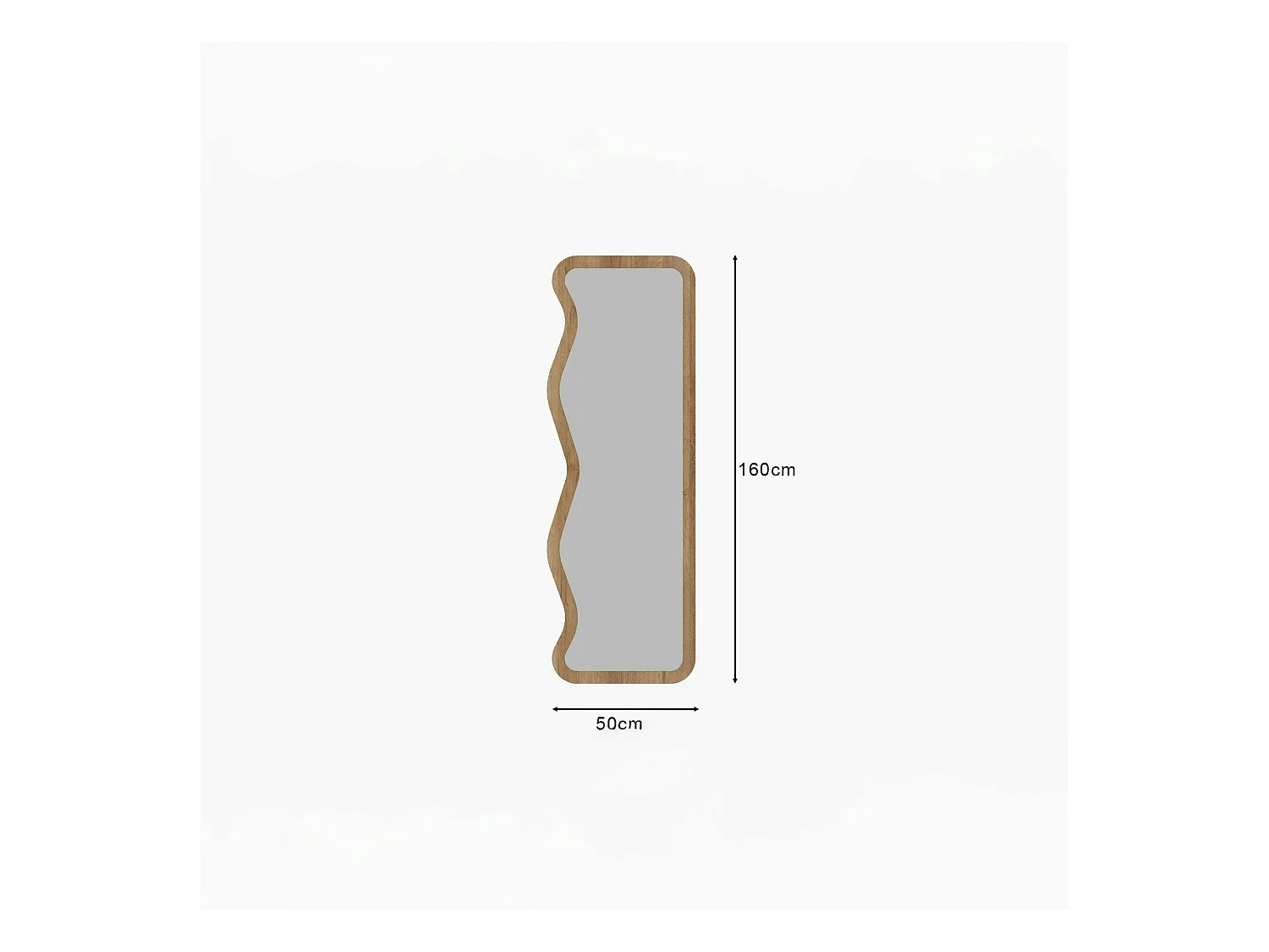 Miroir plein pied moderne - ondulations effet bois clair CODY