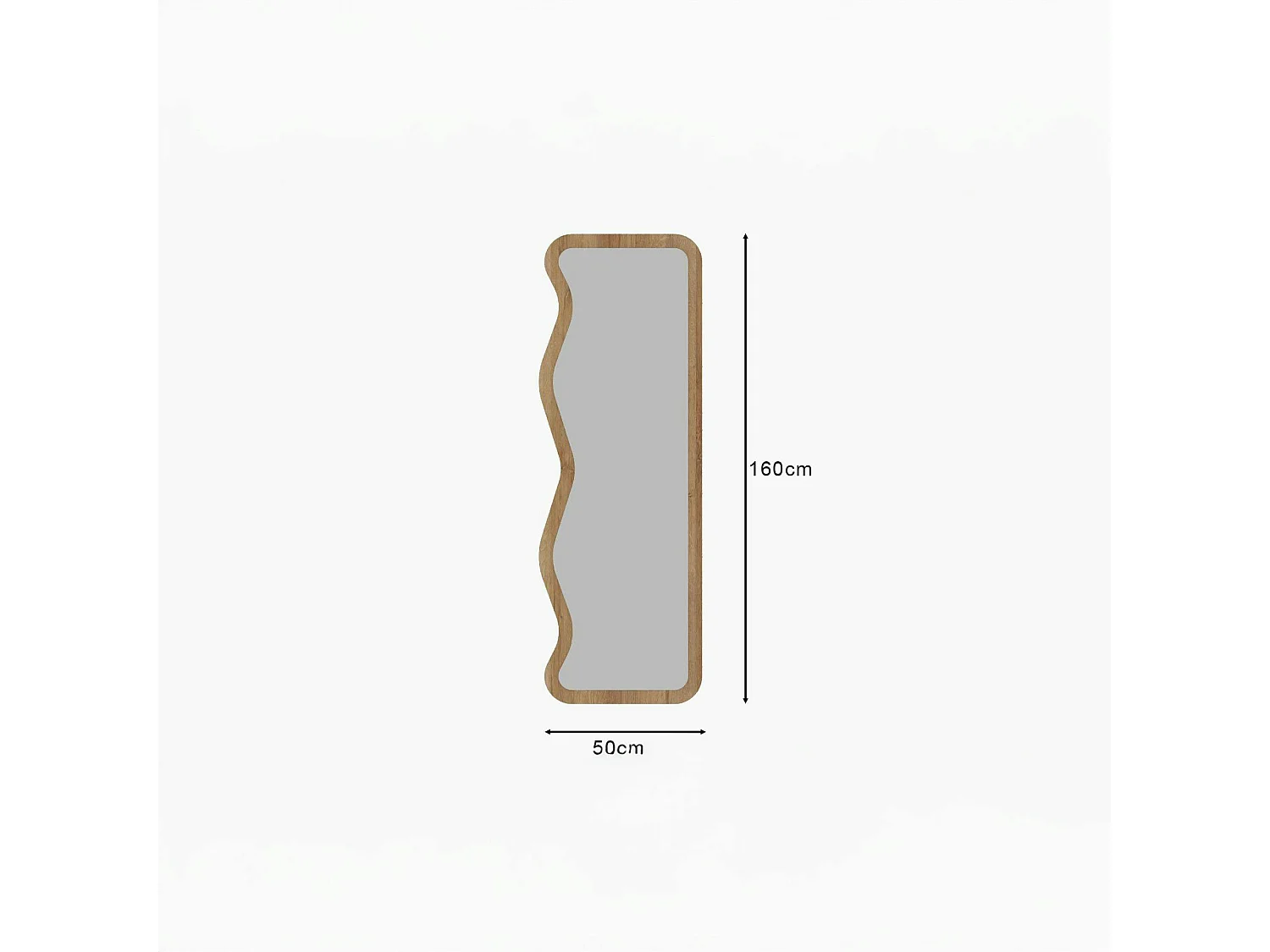 Miroir plein pied moderne - ondulations effet bois clair CODY