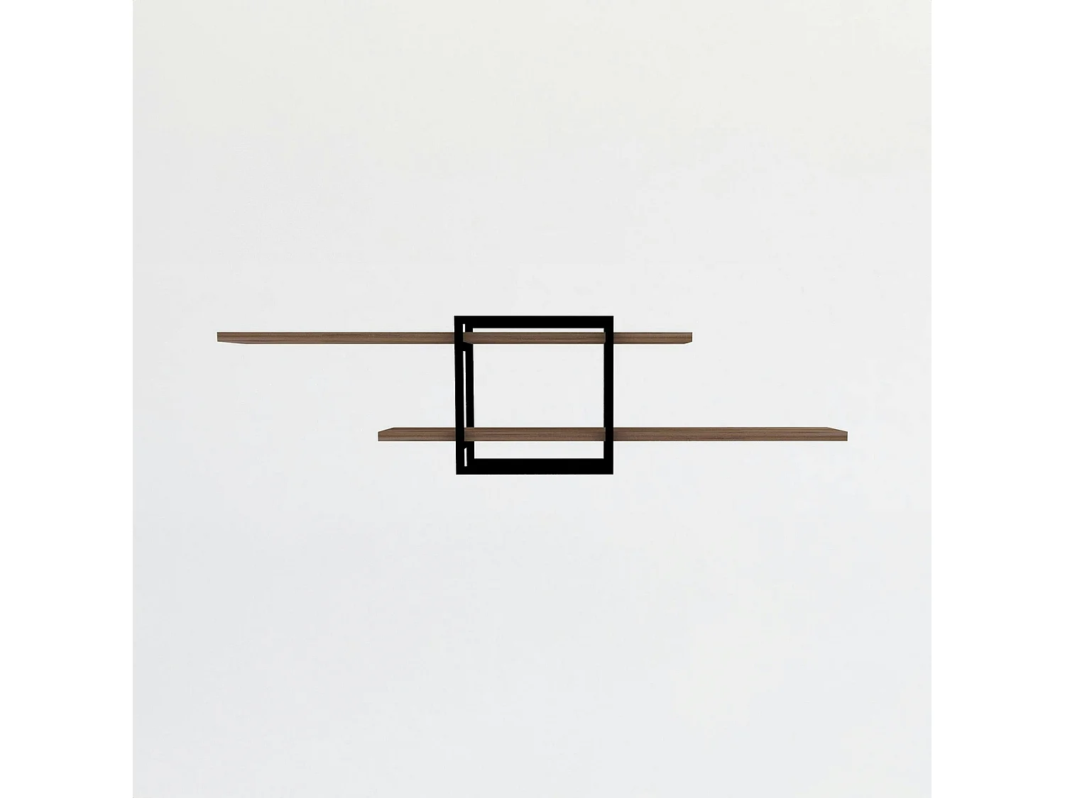 Étagère murale design effet pin - 1 cube, 2 plateaux JENA