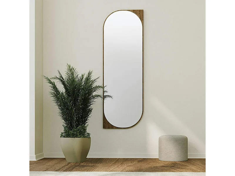 Miroir mural plein pied effet noyer - forme capsule 152 cm CODY