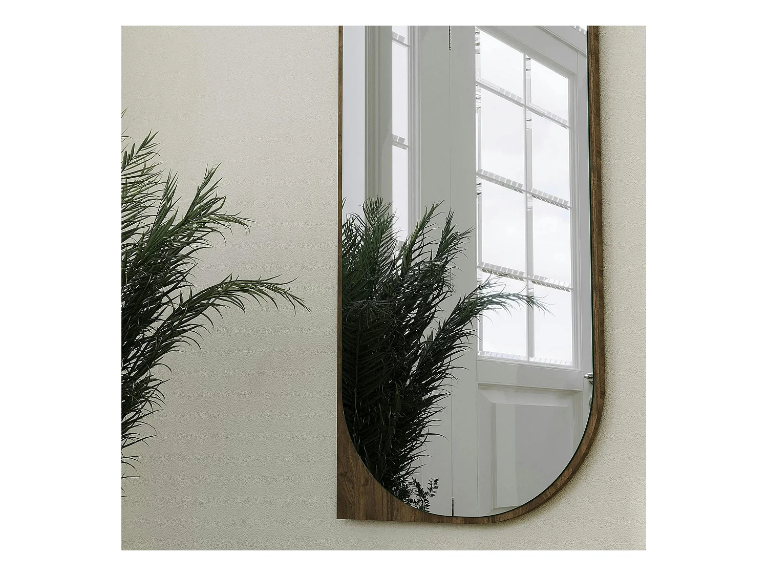 Miroir mural plein pied effet noyer - forme capsule 152 cm CODY
