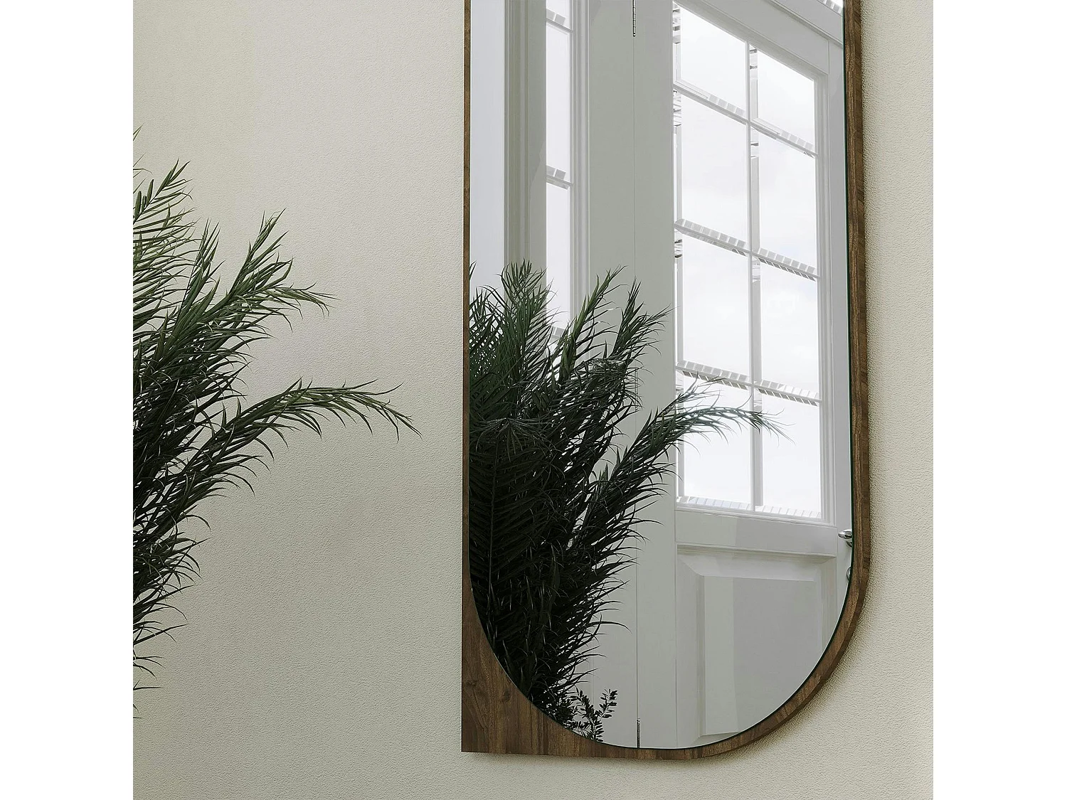 Miroir mural plein pied effet noyer - forme capsule 152 cm CODY