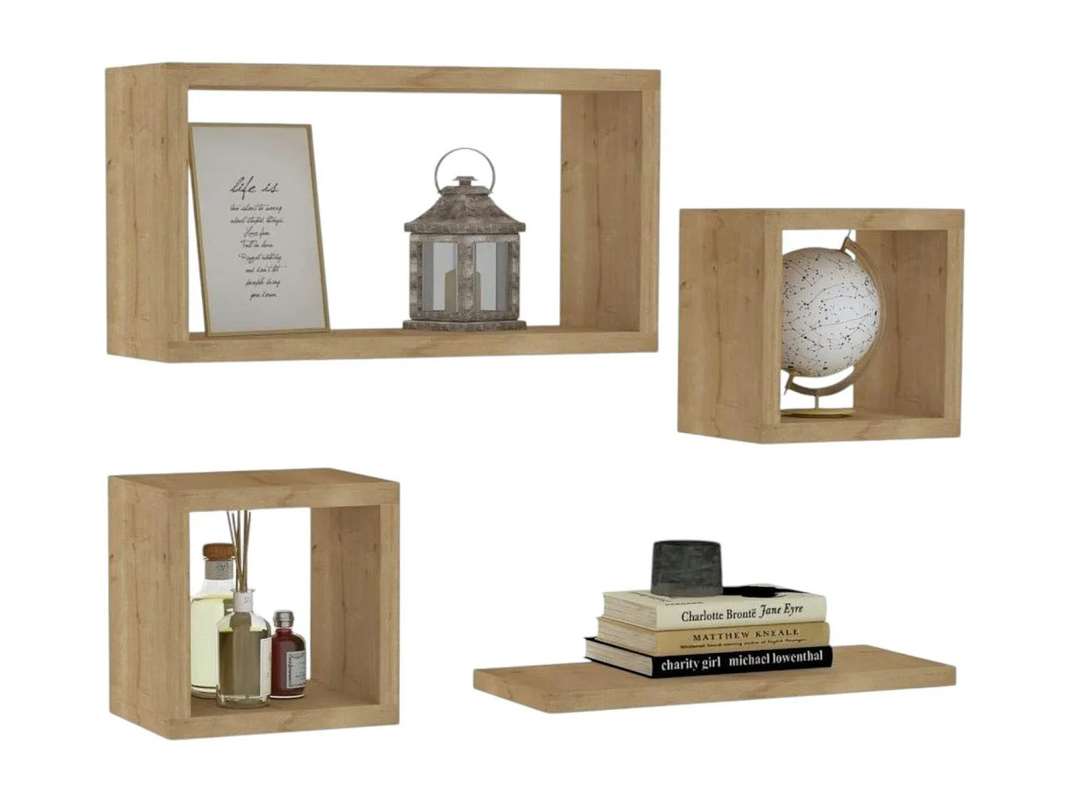 Etagère murale modulable effet bois clair (lot de 4) MARFA