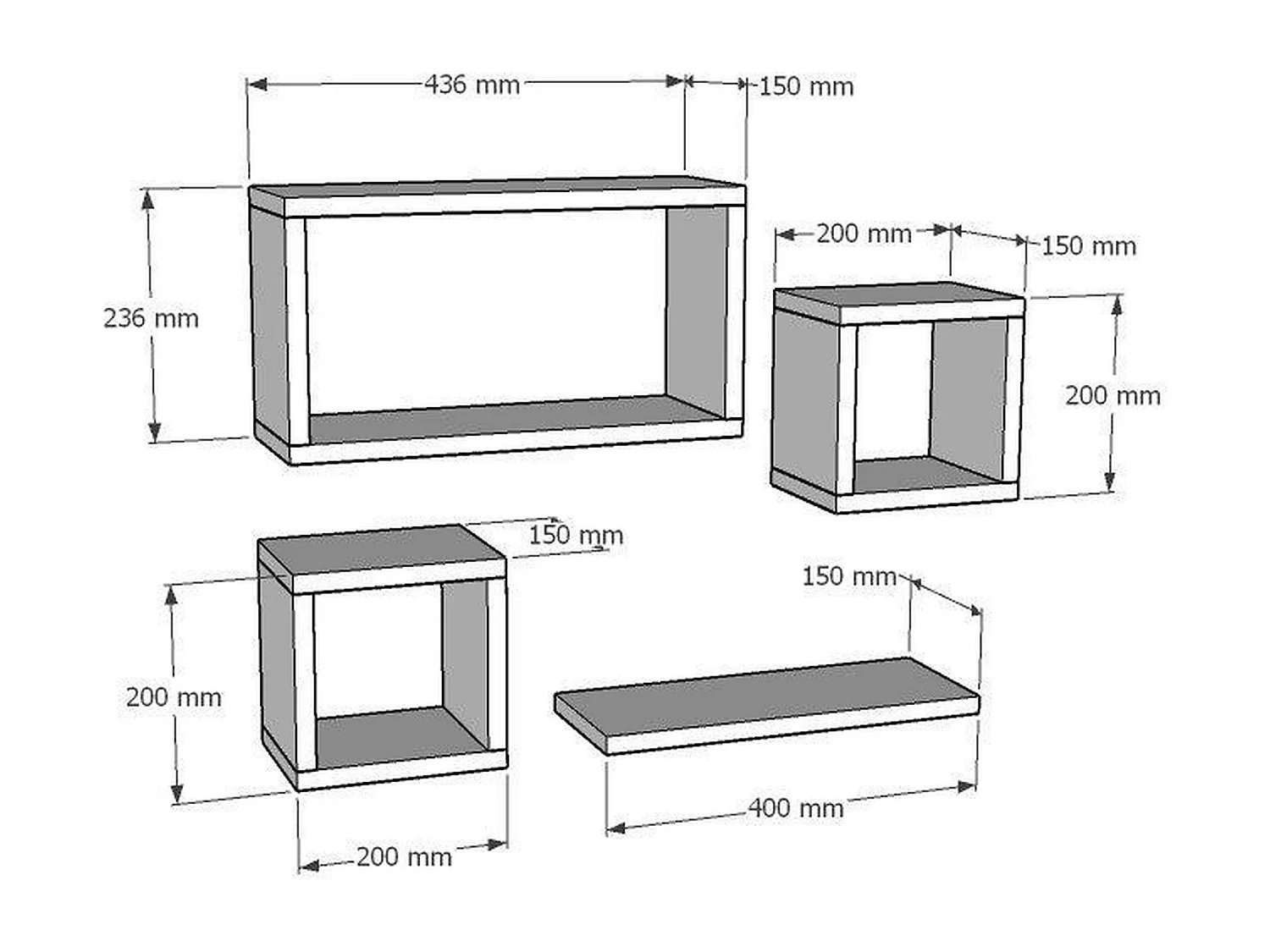 Etagère murale modulable effet bois clair (lot de 4) MARFA