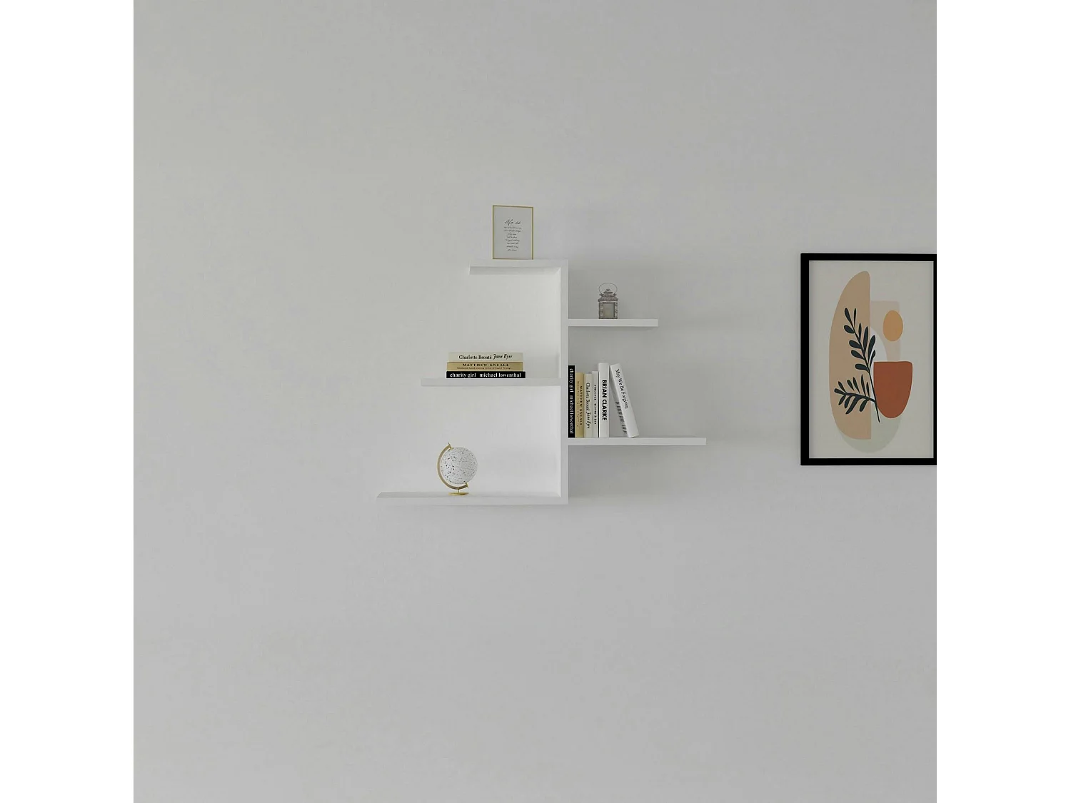 Étagère murale blanche design, 5 plateaux décalés MARFA