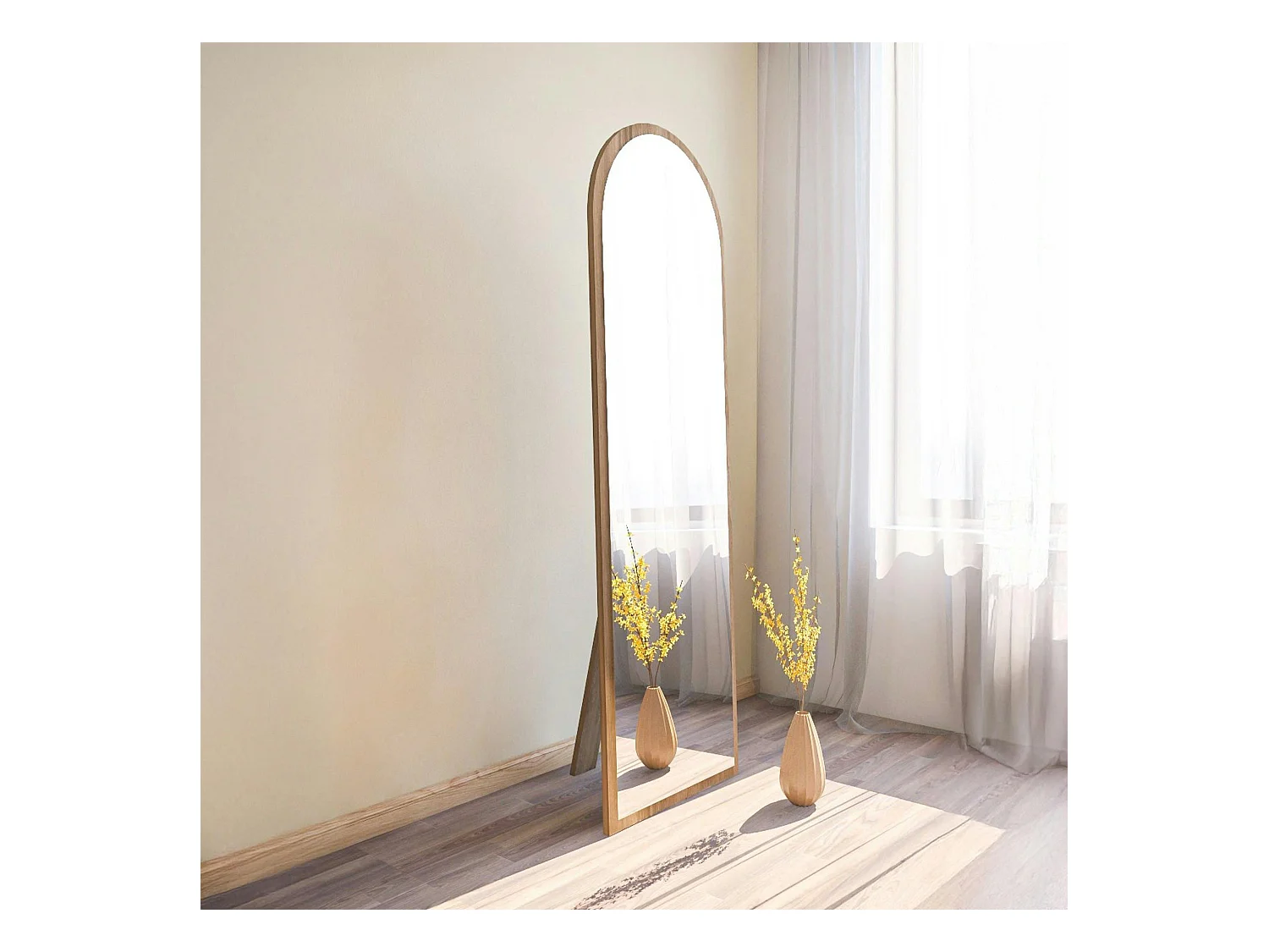 Miroir plein pied moderne ovale effet bois noyer, 160 cm CODY