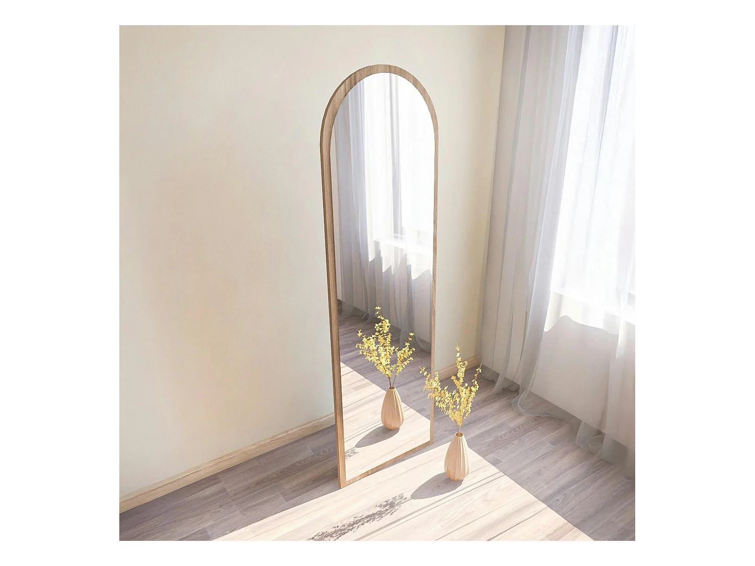 Miroir plein pied moderne ovale effet bois noyer, 160 cm CODY