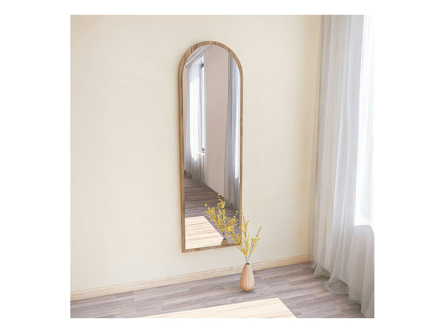 Miroir plein pied moderne ovale effet bois noyer, 160 cm CODY