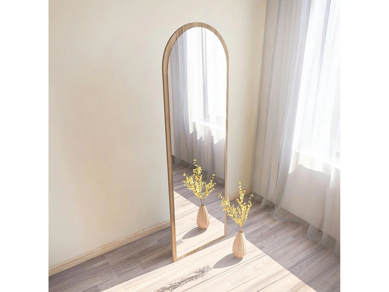 Miroir plein pied moderne ovale effet bois noyer, 160 cm CODY