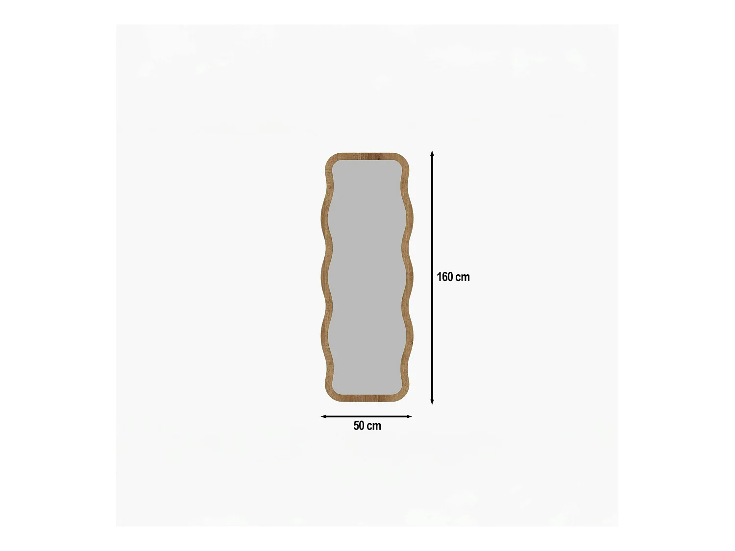 Miroir plein pied tendance effet bois clair, vague 160 cm CODY