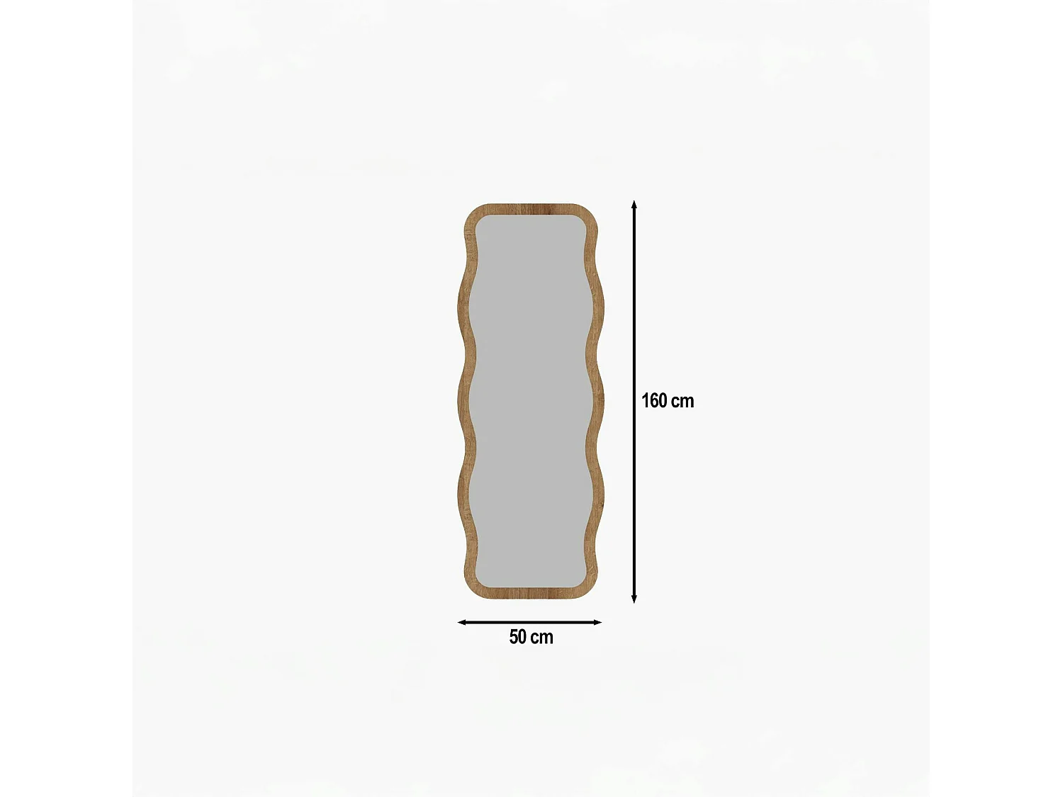 Miroir plein pied tendance effet bois clair, vague 160 cm CODY