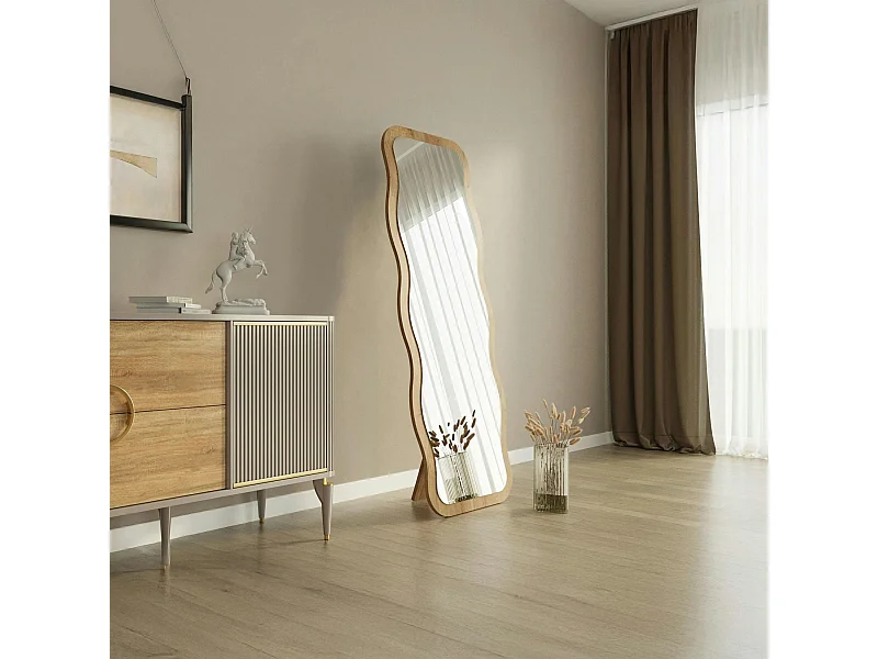 Miroir plein pied tendance effet bois clair, vague 160 cm CODY