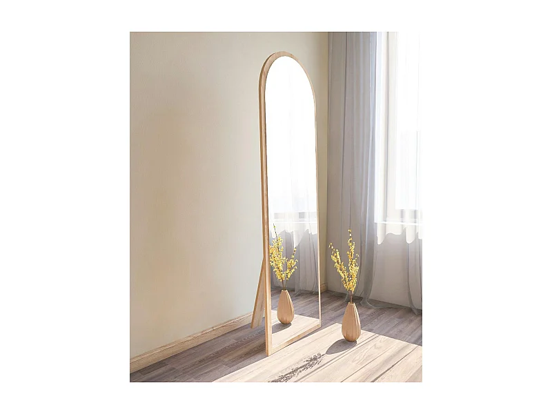 Miroir plein pied moderne ovale effet bois clair, 160 cm CODY