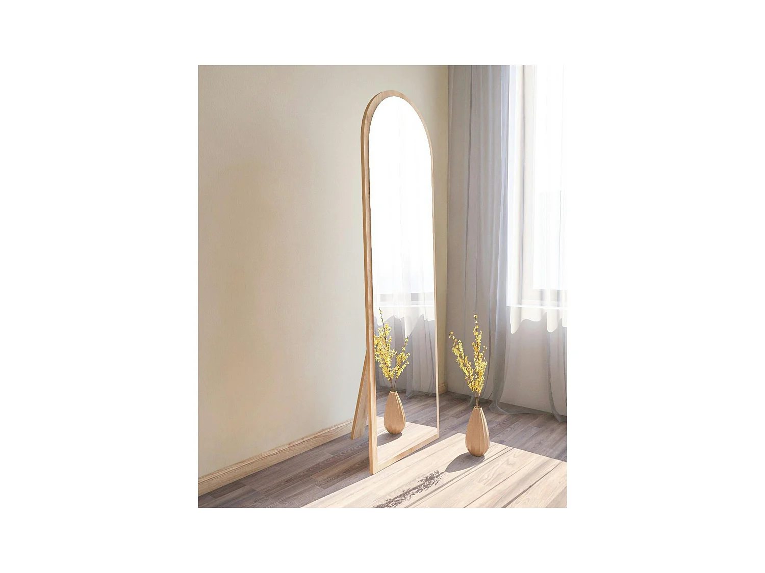 Miroir plein pied moderne ovale effet bois clair, 160 cm CODY