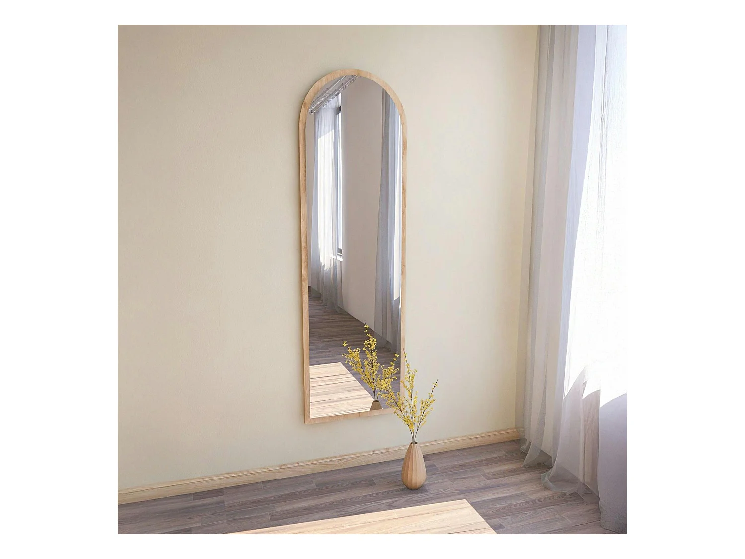 Miroir plein pied moderne ovale effet bois clair, 160 cm CODY