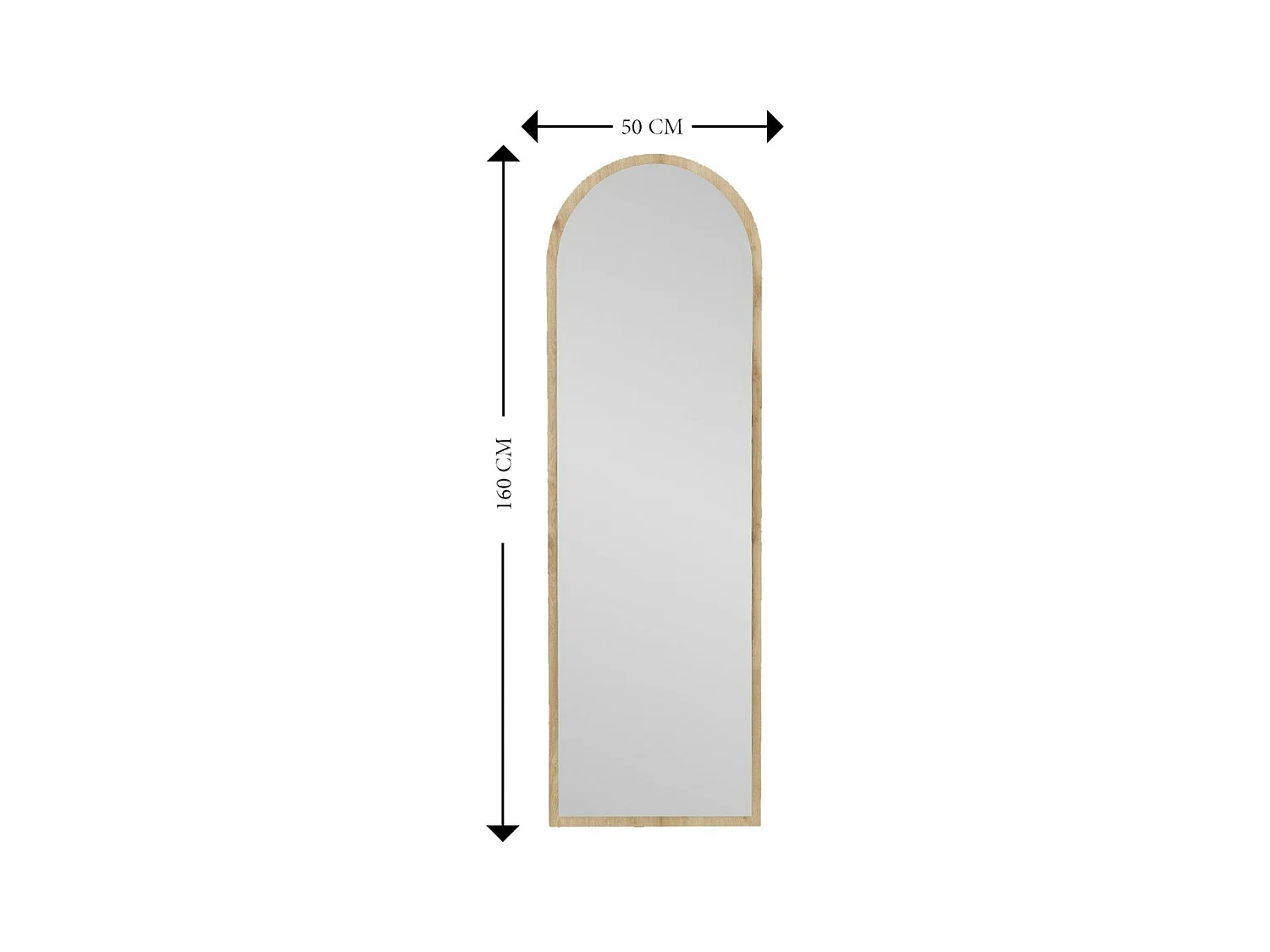 Miroir plein pied moderne ovale effet bois clair, 160 cm CODY