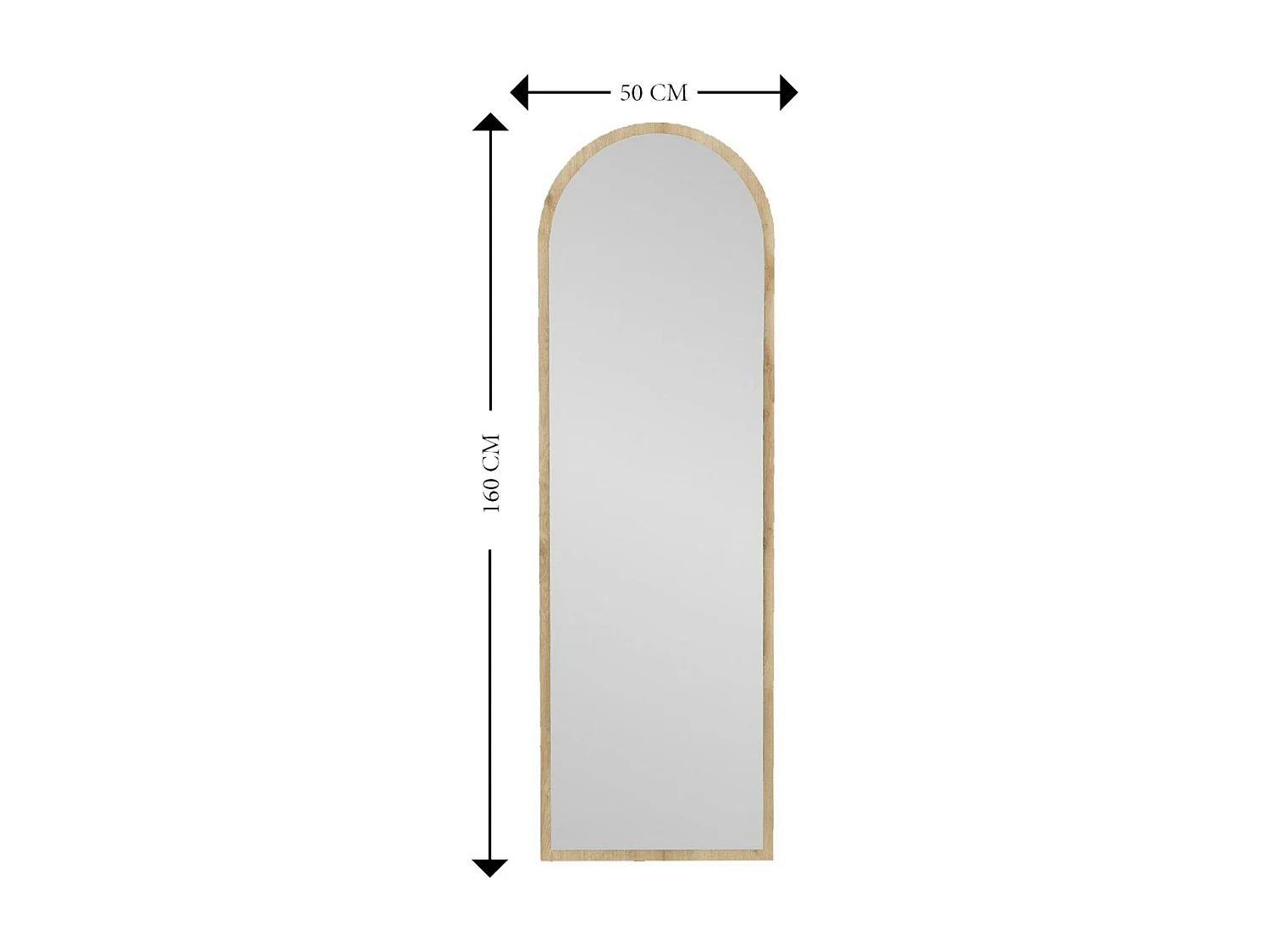 Miroir plein pied moderne ovale effet bois clair, 160 cm CODY