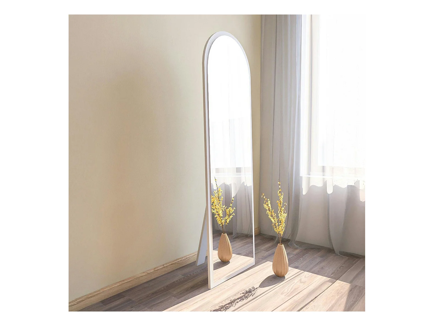 Miroir plein pied blanc moderne, forme ovale 160 cm CODY