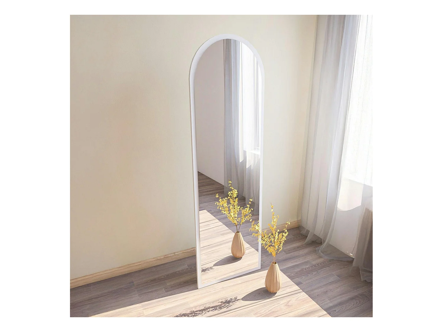 Miroir plein pied blanc moderne, forme ovale 160 cm CODY