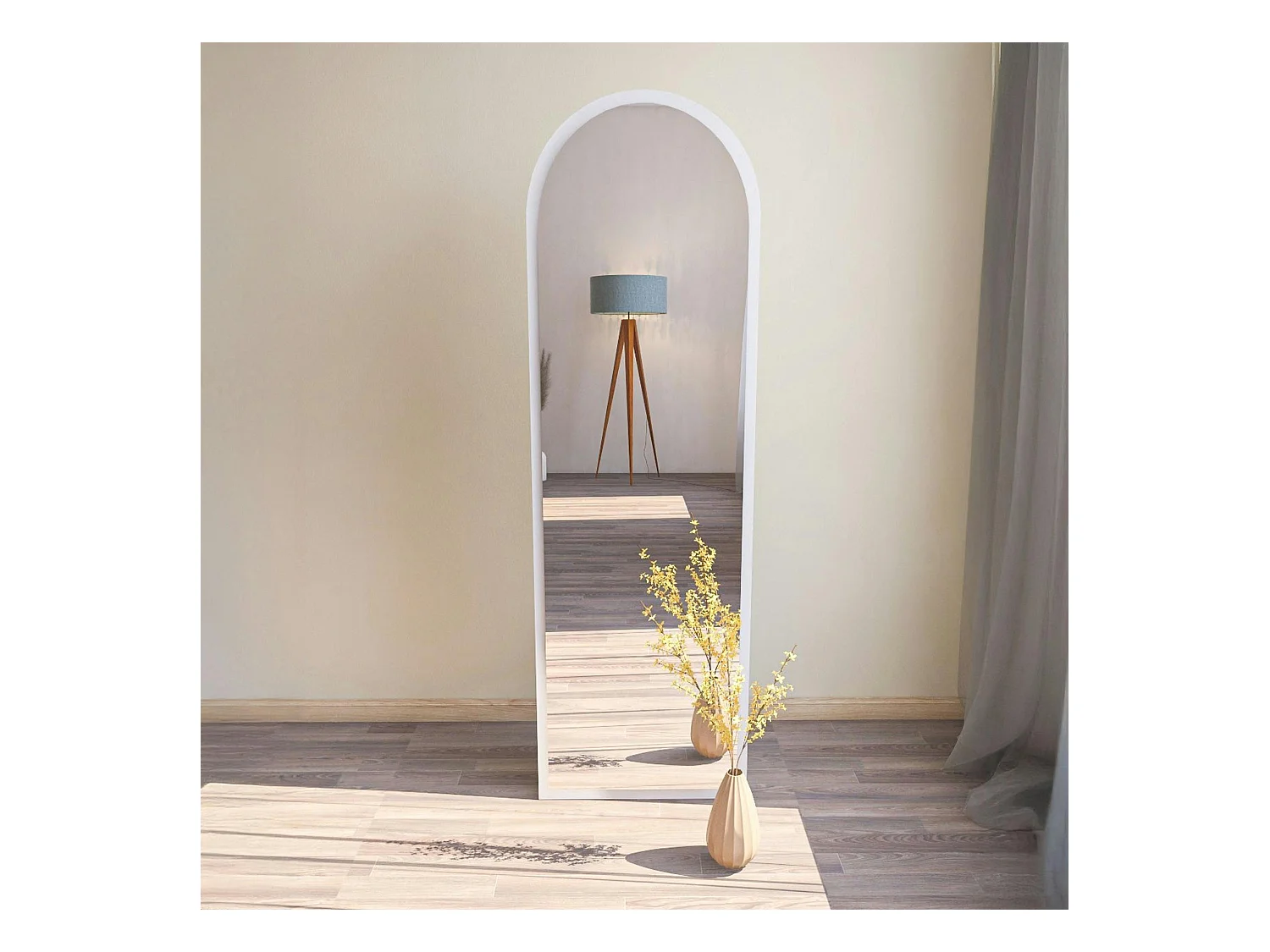 Miroir plein pied blanc moderne, forme ovale 160 cm CODY