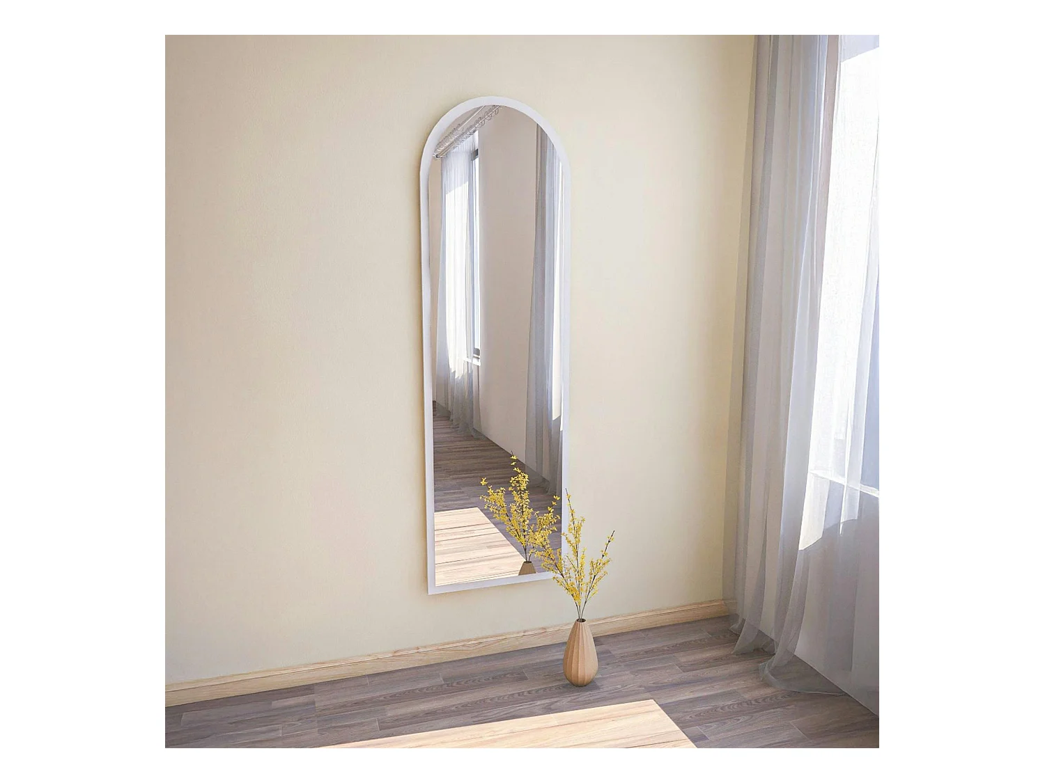 Miroir plein pied blanc moderne, forme ovale 160 cm CODY