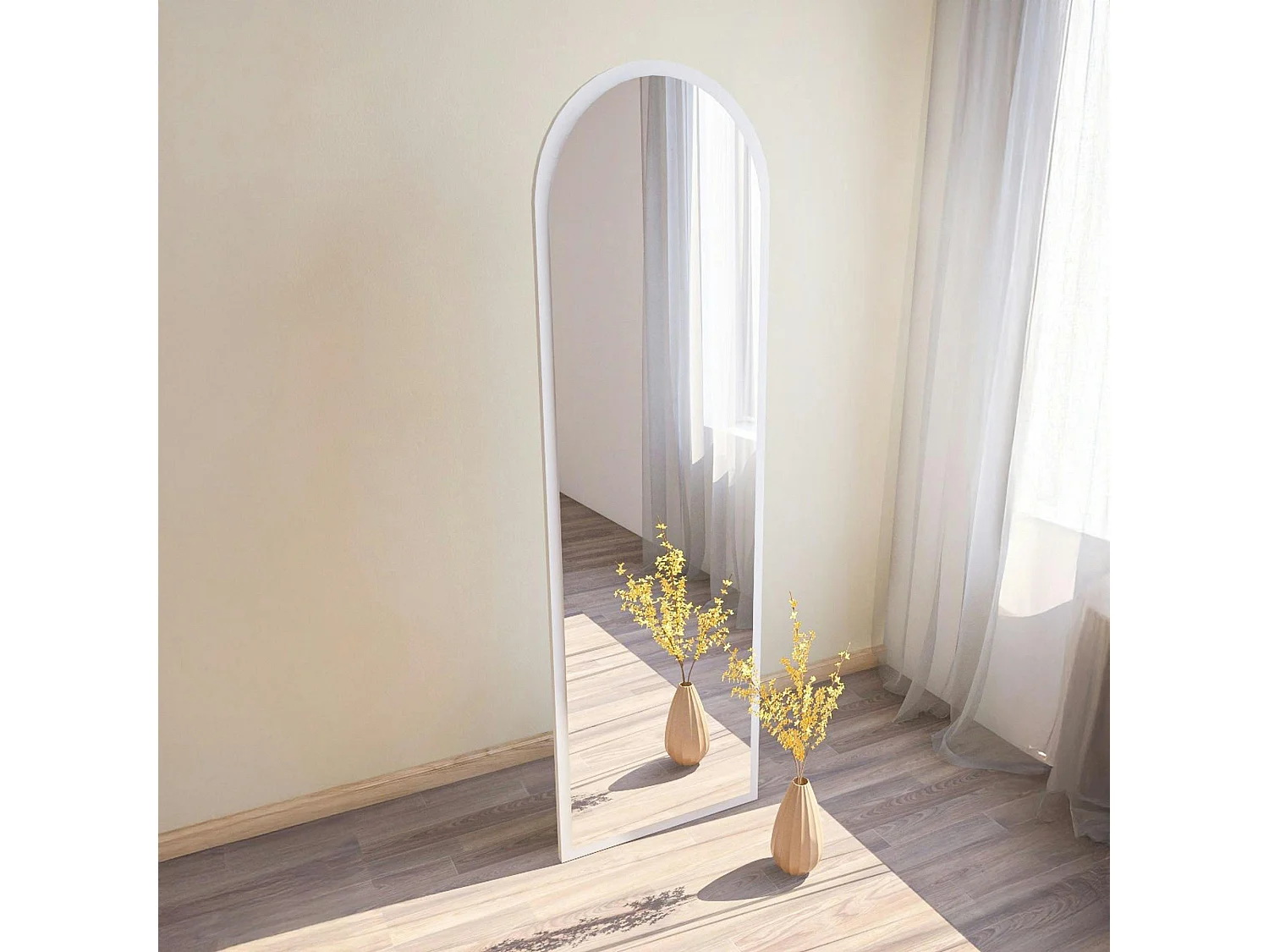 Miroir plein pied blanc moderne, forme ovale 160 cm CODY