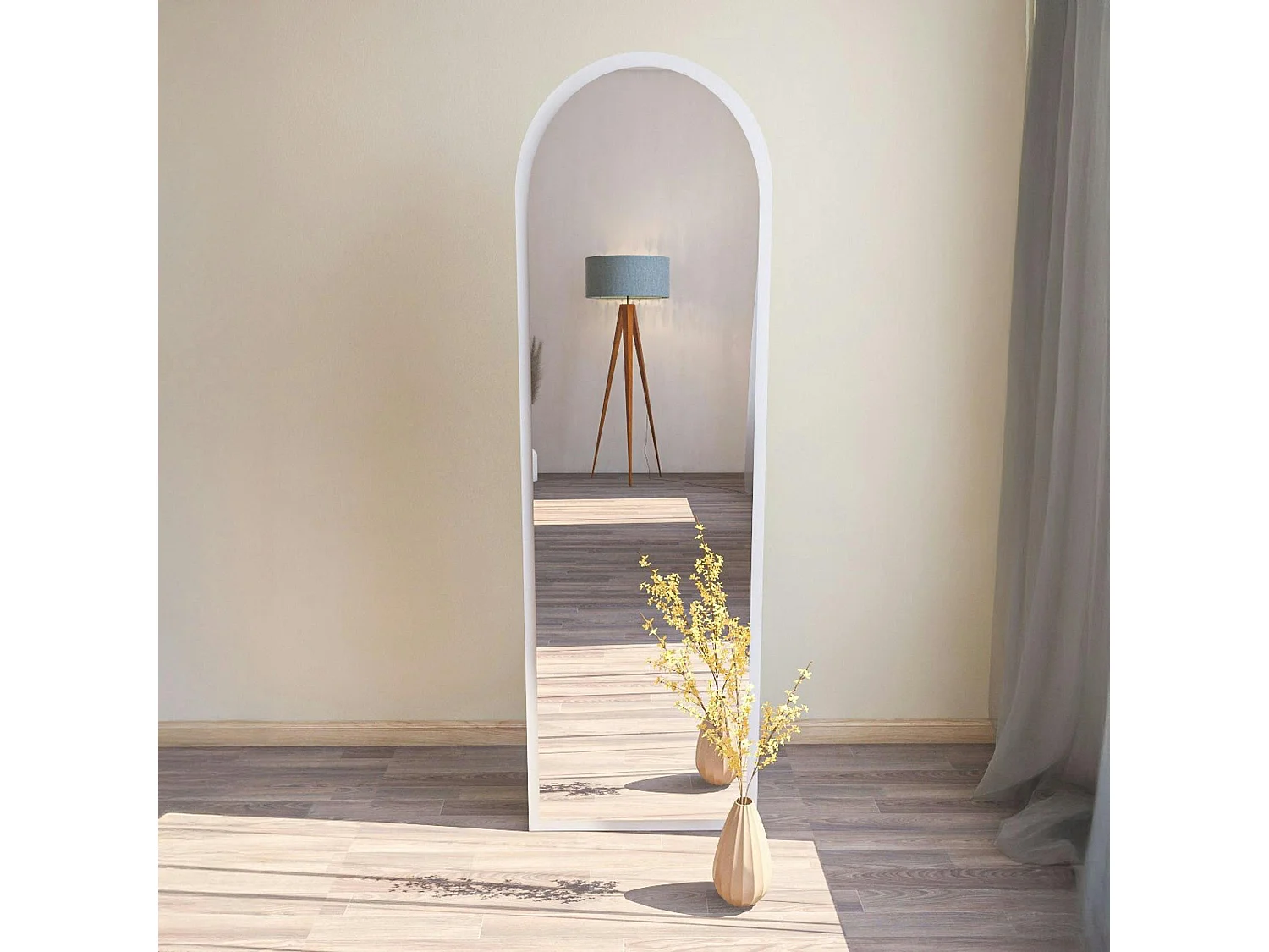 Miroir plein pied blanc moderne, forme ovale 160 cm CODY