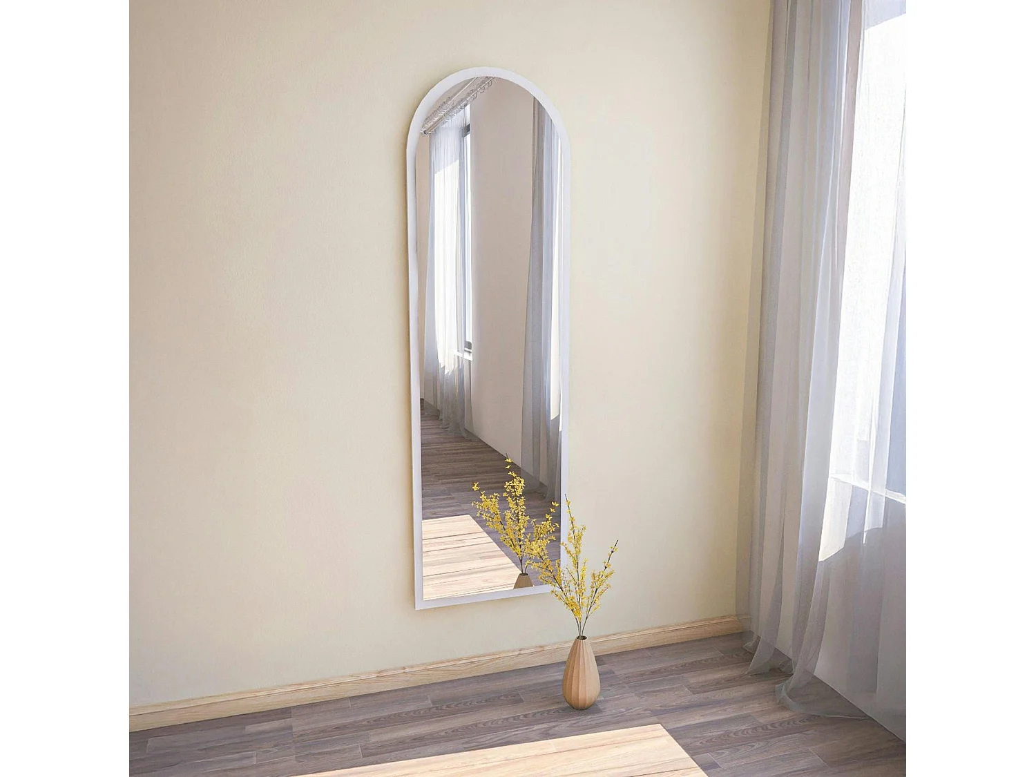 Miroir plein pied blanc moderne, forme ovale 160 cm CODY