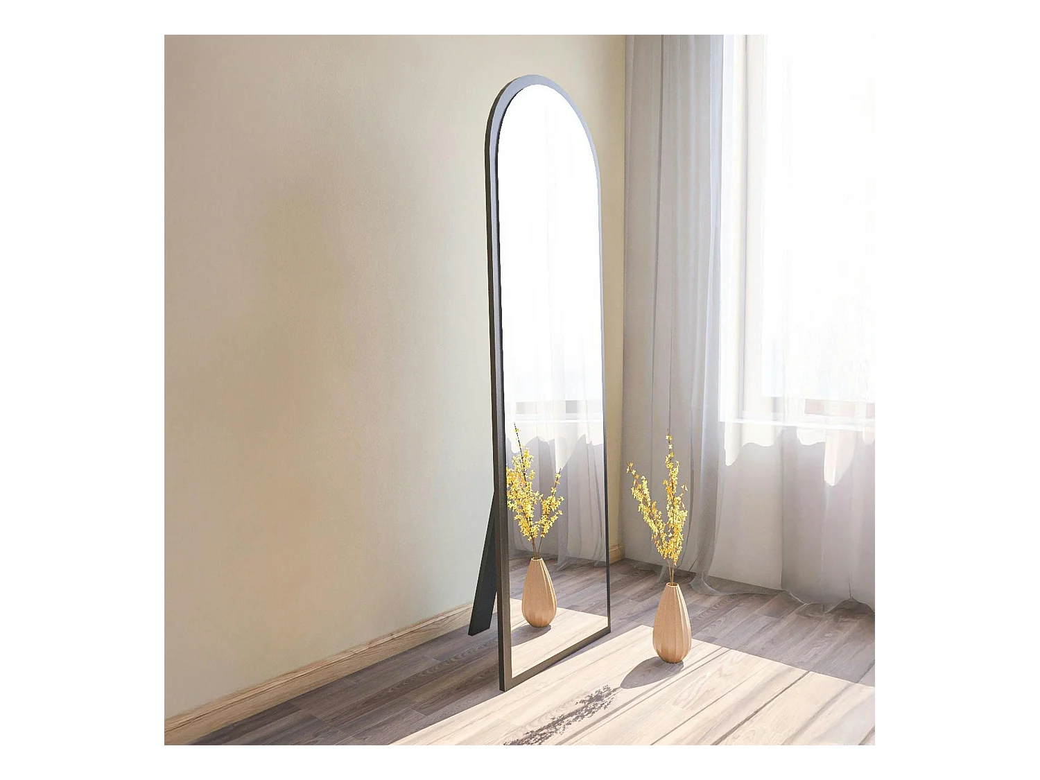 Miroir plein pied ovale noir 160 cm - mural ou à poser CODY