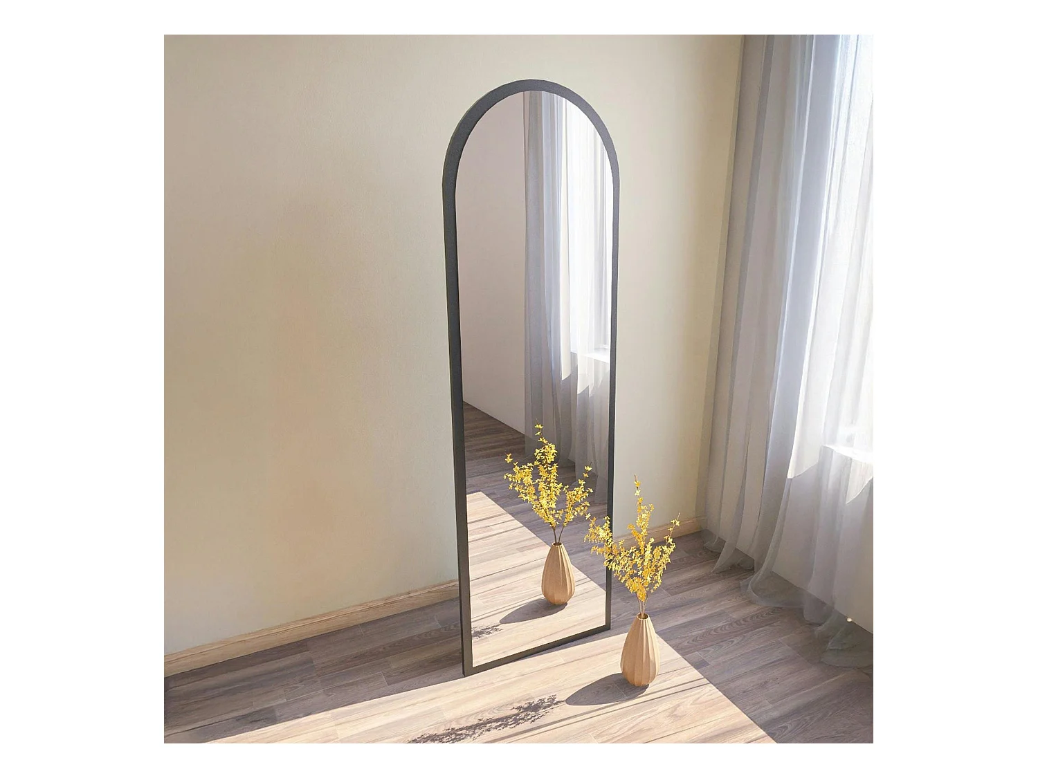 Miroir plein pied ovale noir 160 cm - mural ou à poser CODY