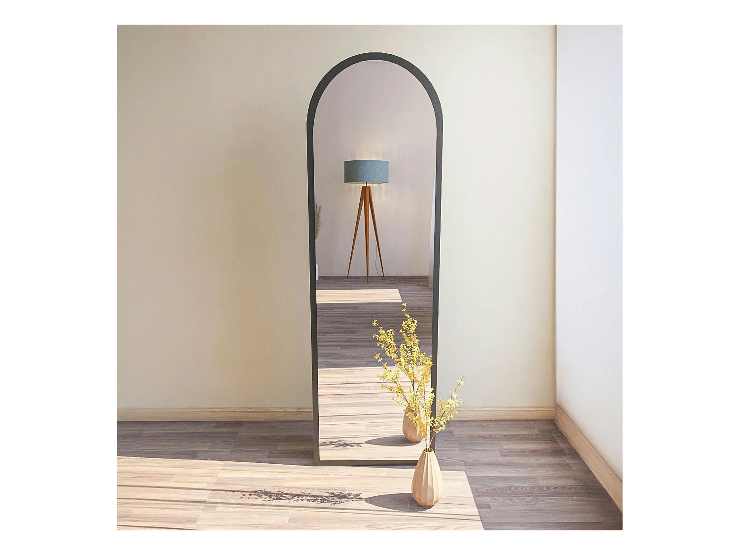 Miroir plein pied ovale noir 160 cm - mural ou à poser CODY