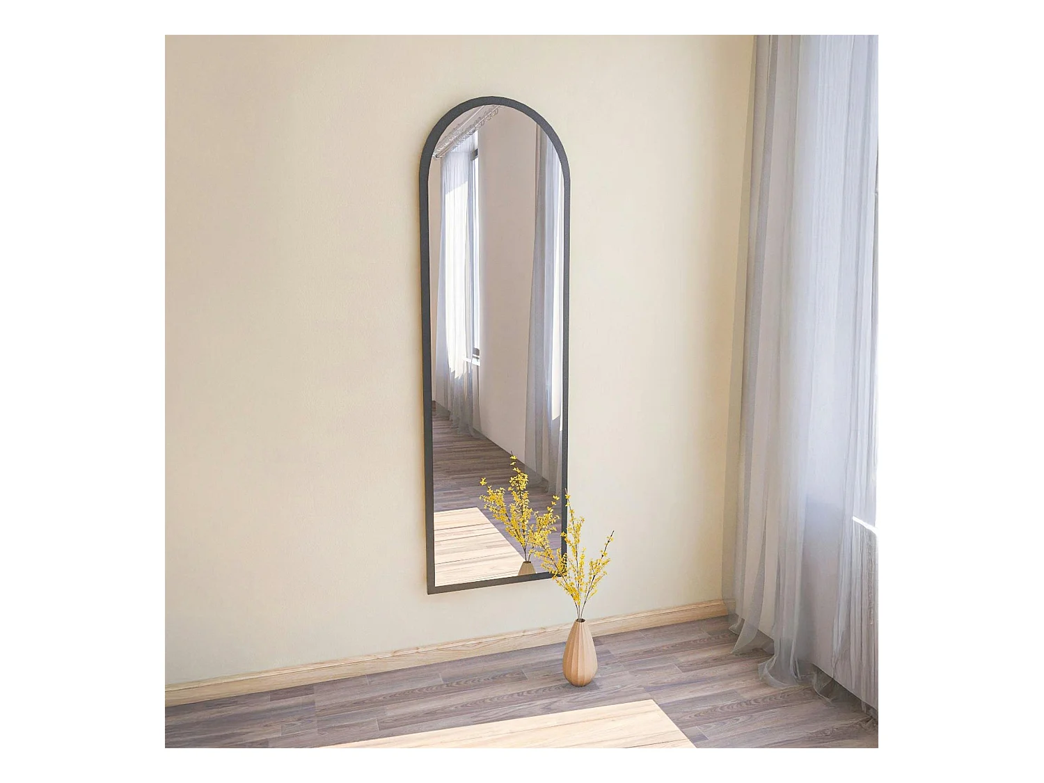 Miroir plein pied ovale noir 160 cm - mural ou à poser CODY