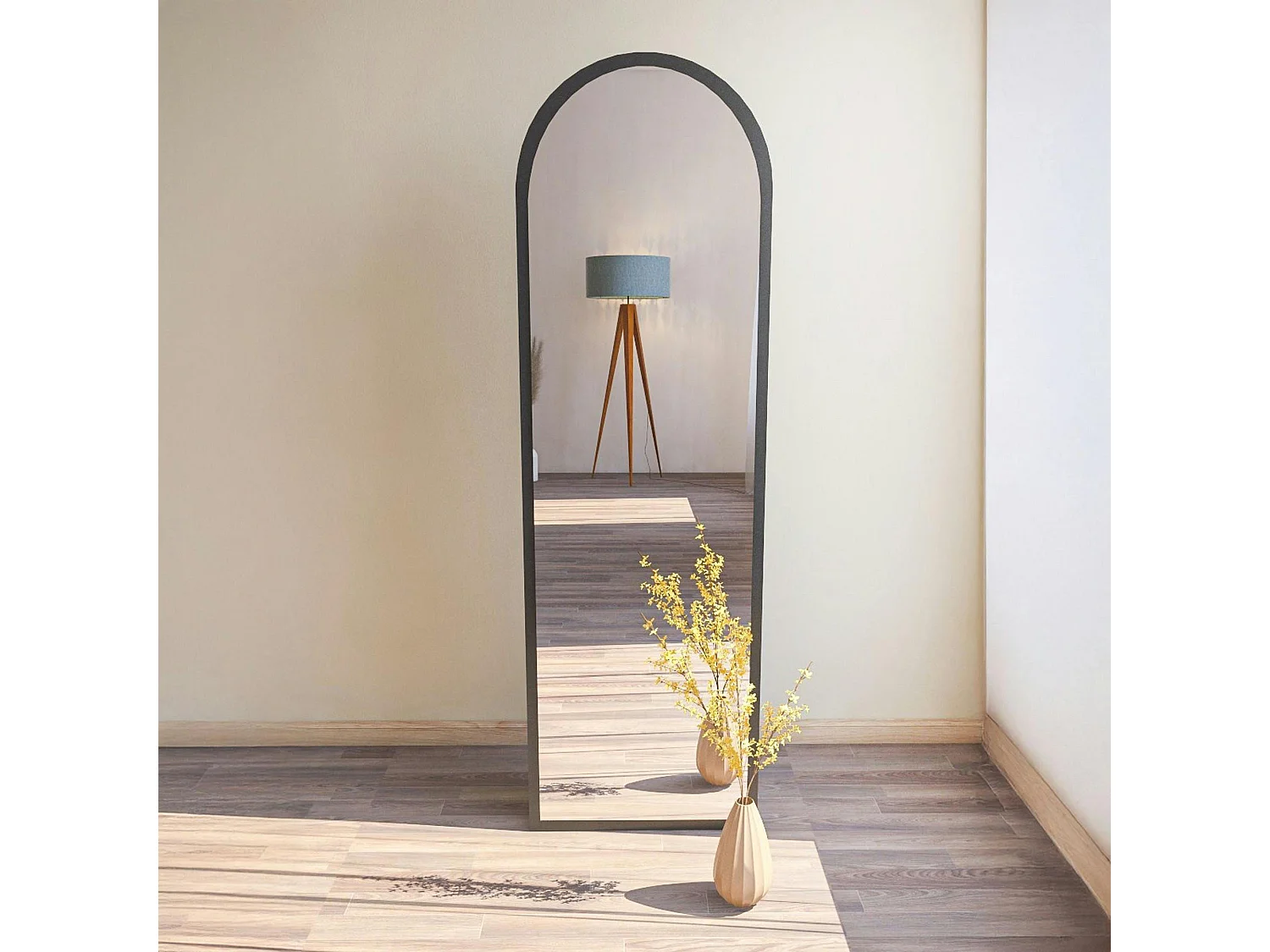 Miroir plein pied ovale noir 160 cm - mural ou à poser CODY