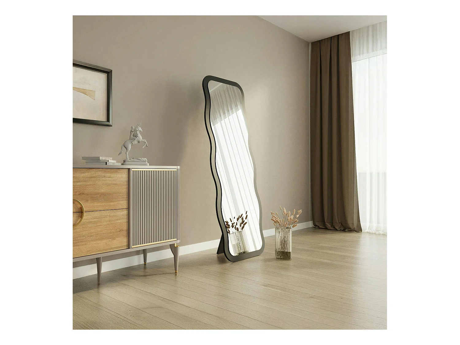 Miroir plein pied noir motif vague, style tendance 160 cm CODY
