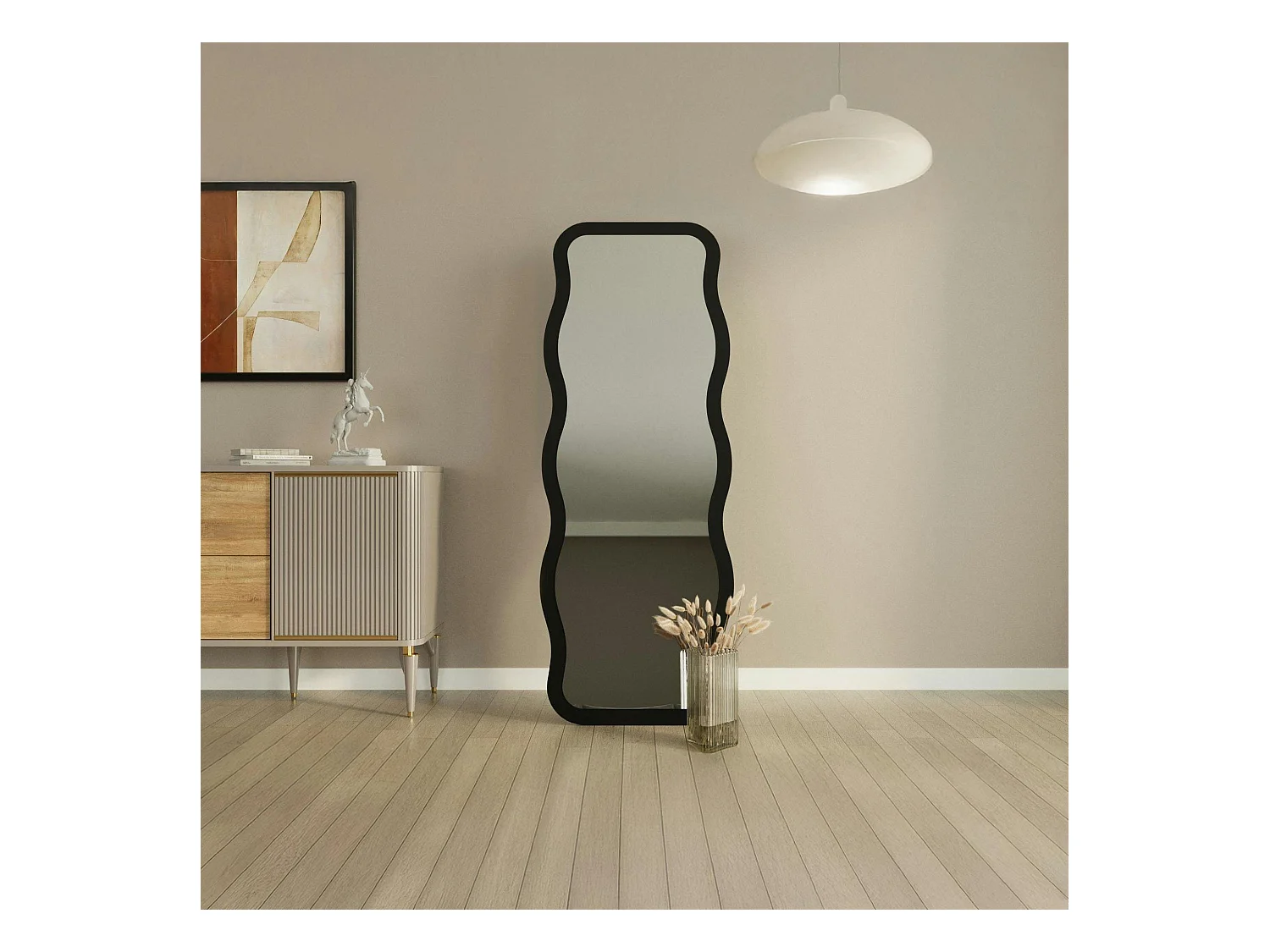 Miroir plein pied noir motif vague, style tendance 160 cm CODY