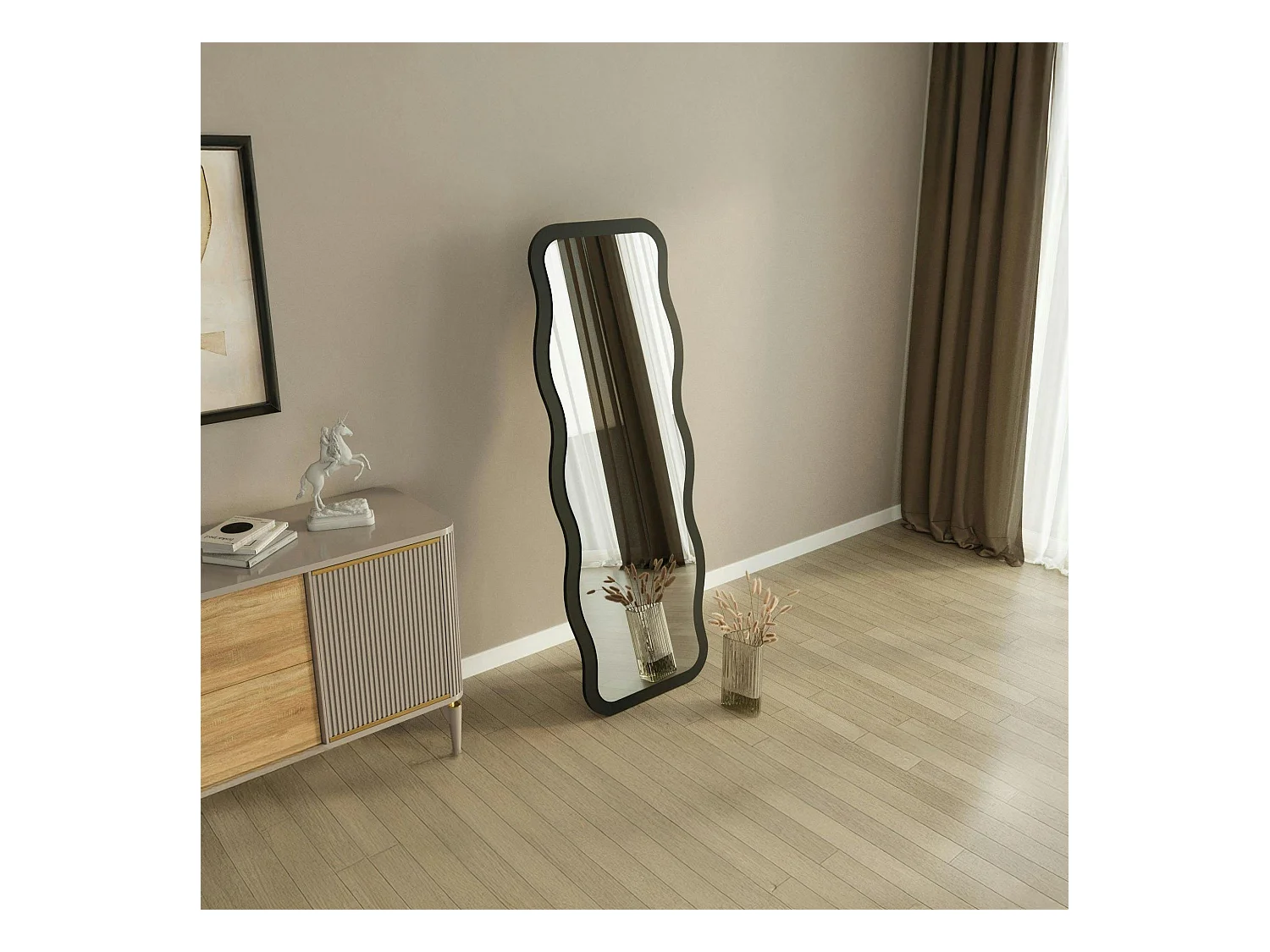 Miroir plein pied noir motif vague, style tendance 160 cm CODY